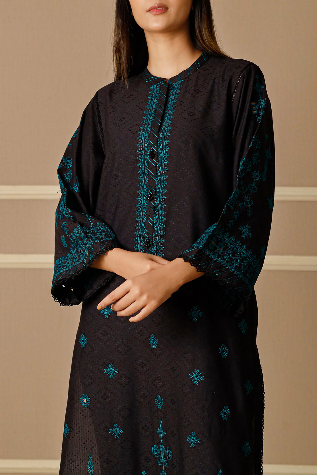 Unstitched  Embroidered Self Jacquard 2 Piece (Shirt/Trouser) - Image 5