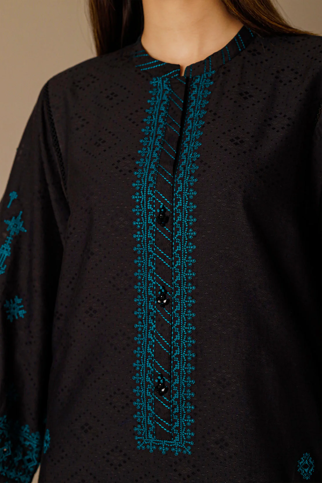 Unstitched  Embroidered Self Jacquard 2 Piece (Shirt/Trouser) - Image 7