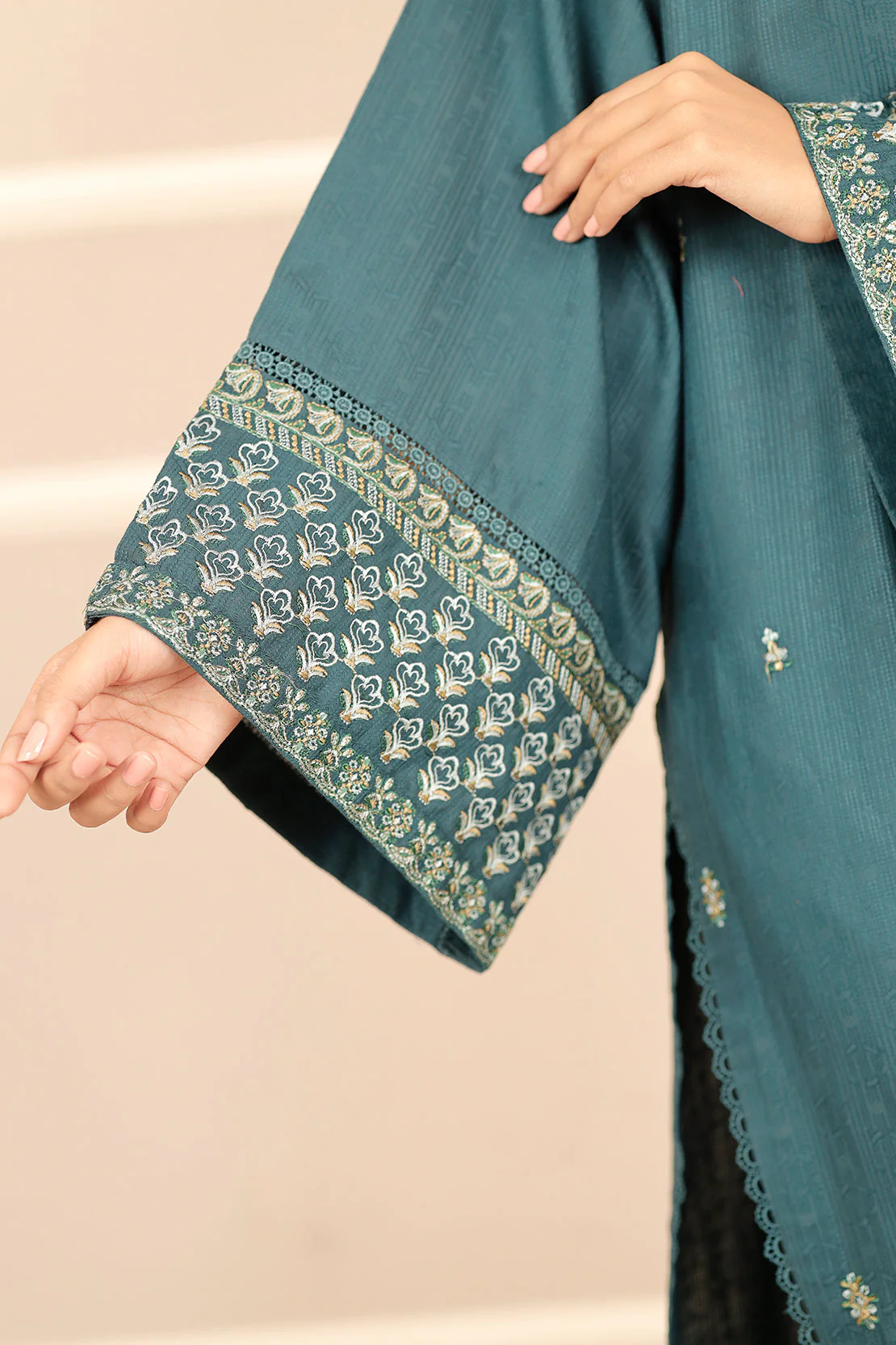 Unstitched  Embroidered Self Jacquard 2 Piece (Shirt/Trouser) - Image 4