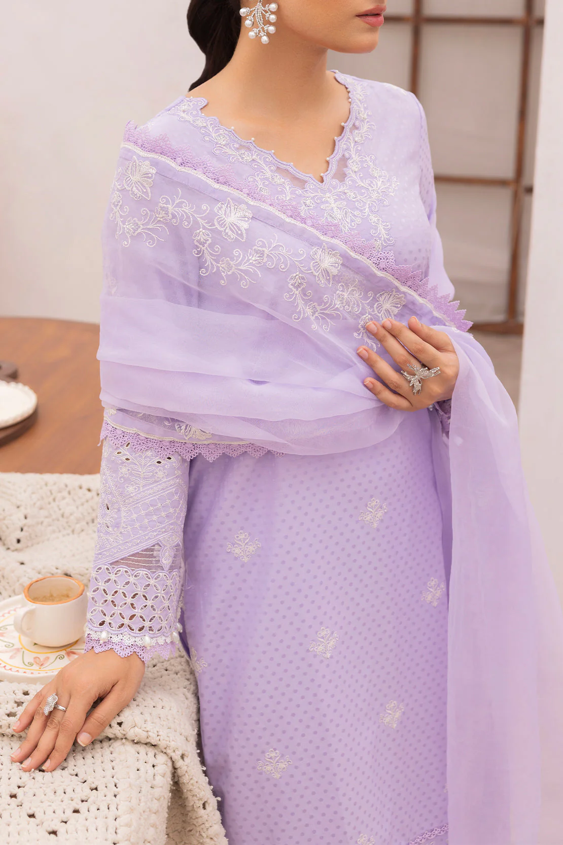 Unstitched Embroidered Self Jacquard 2 Piece (Shirt/Trouser) - Image 2