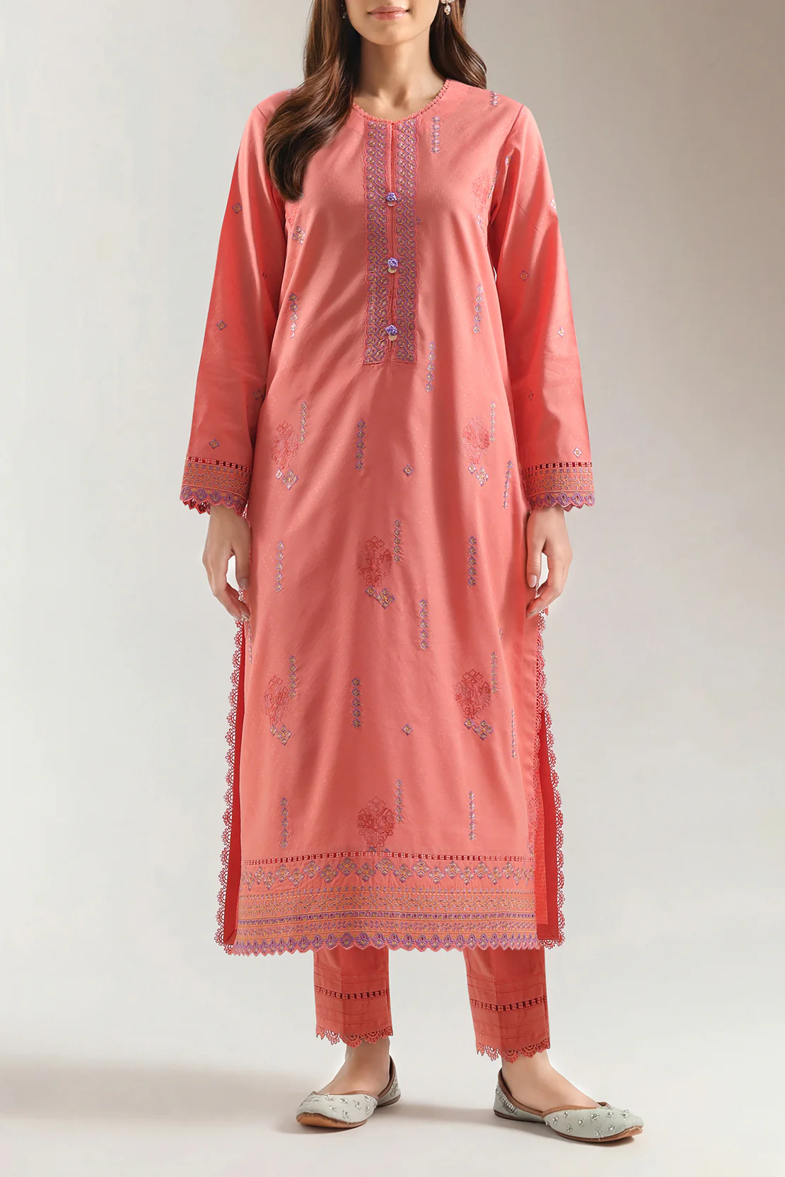 Unstitched Embroidered Self Jacquard 2 Piece (Shirt/Trouser)