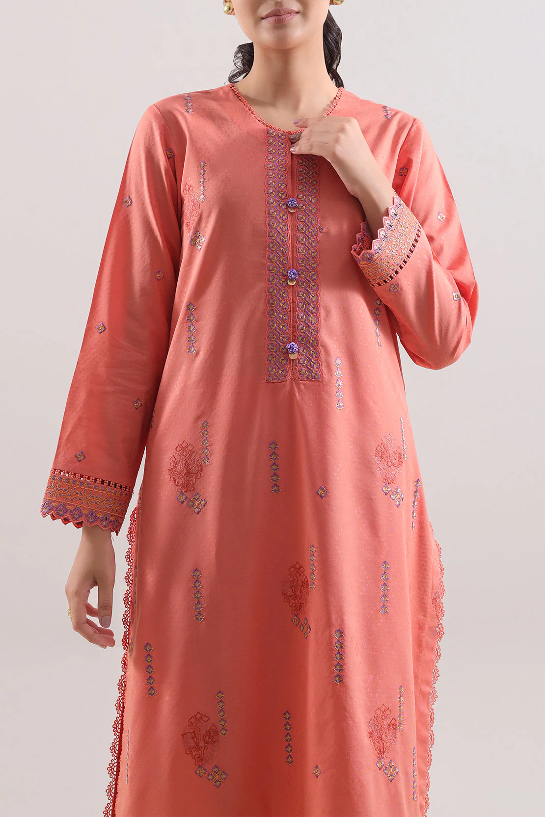 Unstitched Embroidered Self Jacquard 2 Piece (Shirt/Trouser) - Image 2