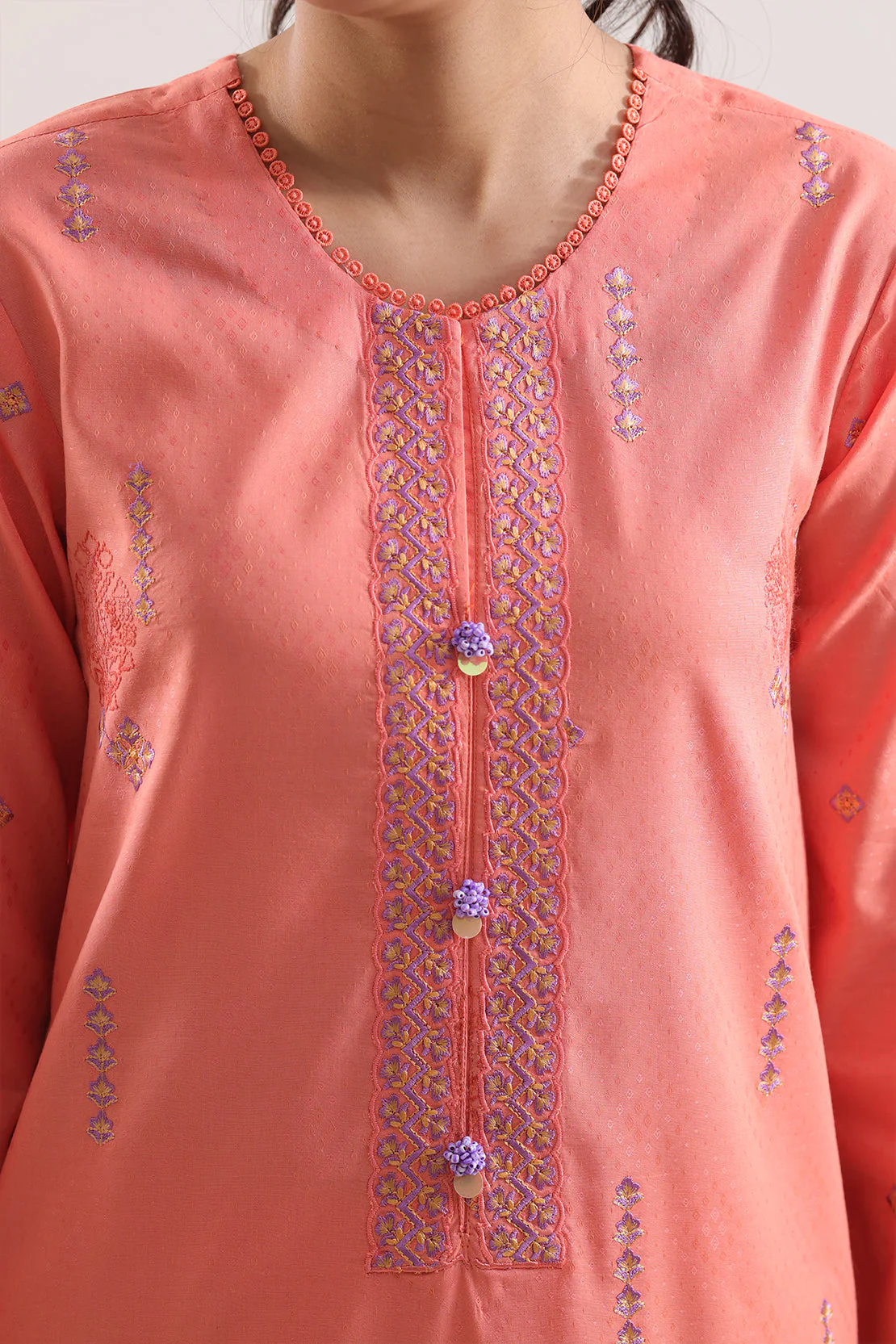 Unstitched Embroidered Self Jacquard 2 Piece (Shirt/Trouser) - Image 3