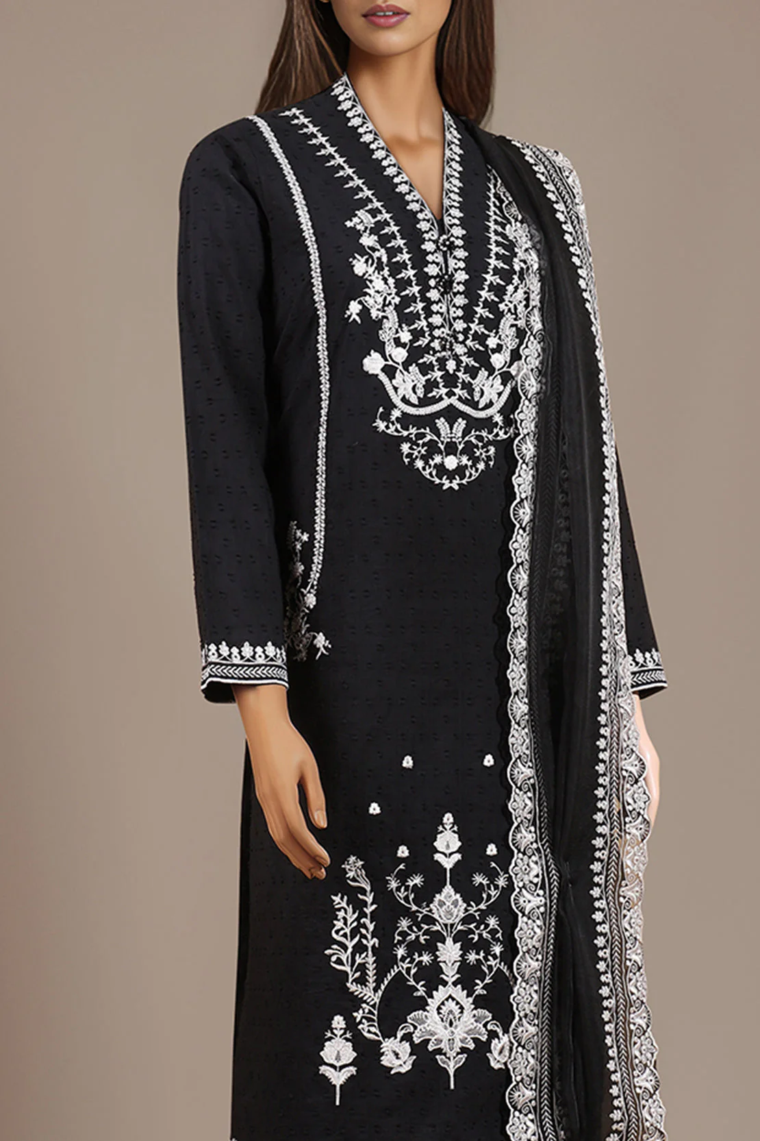Unstitched Embroidered Self Jacquard 3 Piece