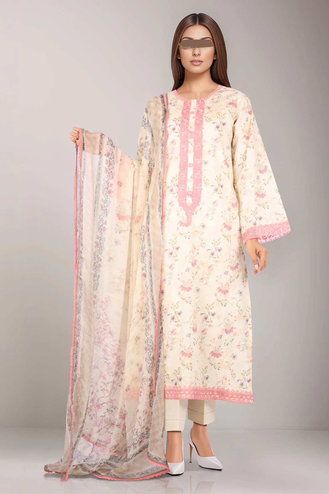 Unstitched Embroidered Self Jacquard 3 Piece