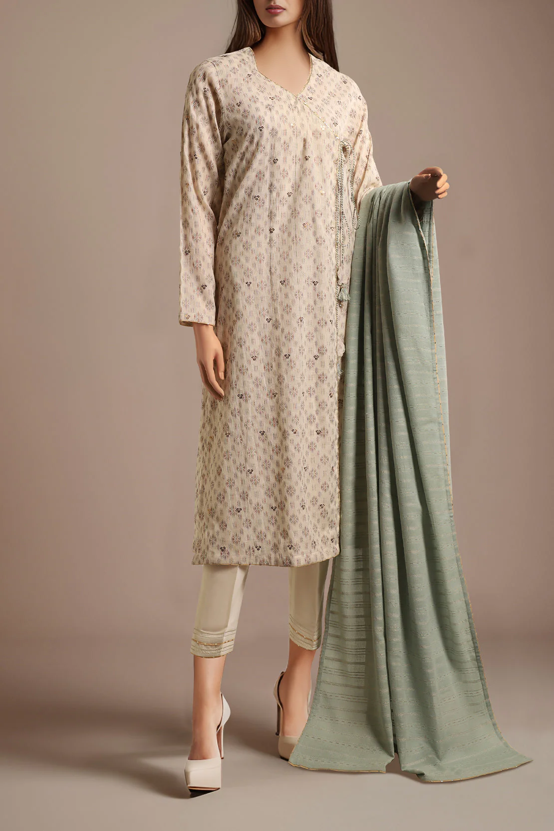 Unstitched Embroidered Self Jacquard 3 Piece - Image 2