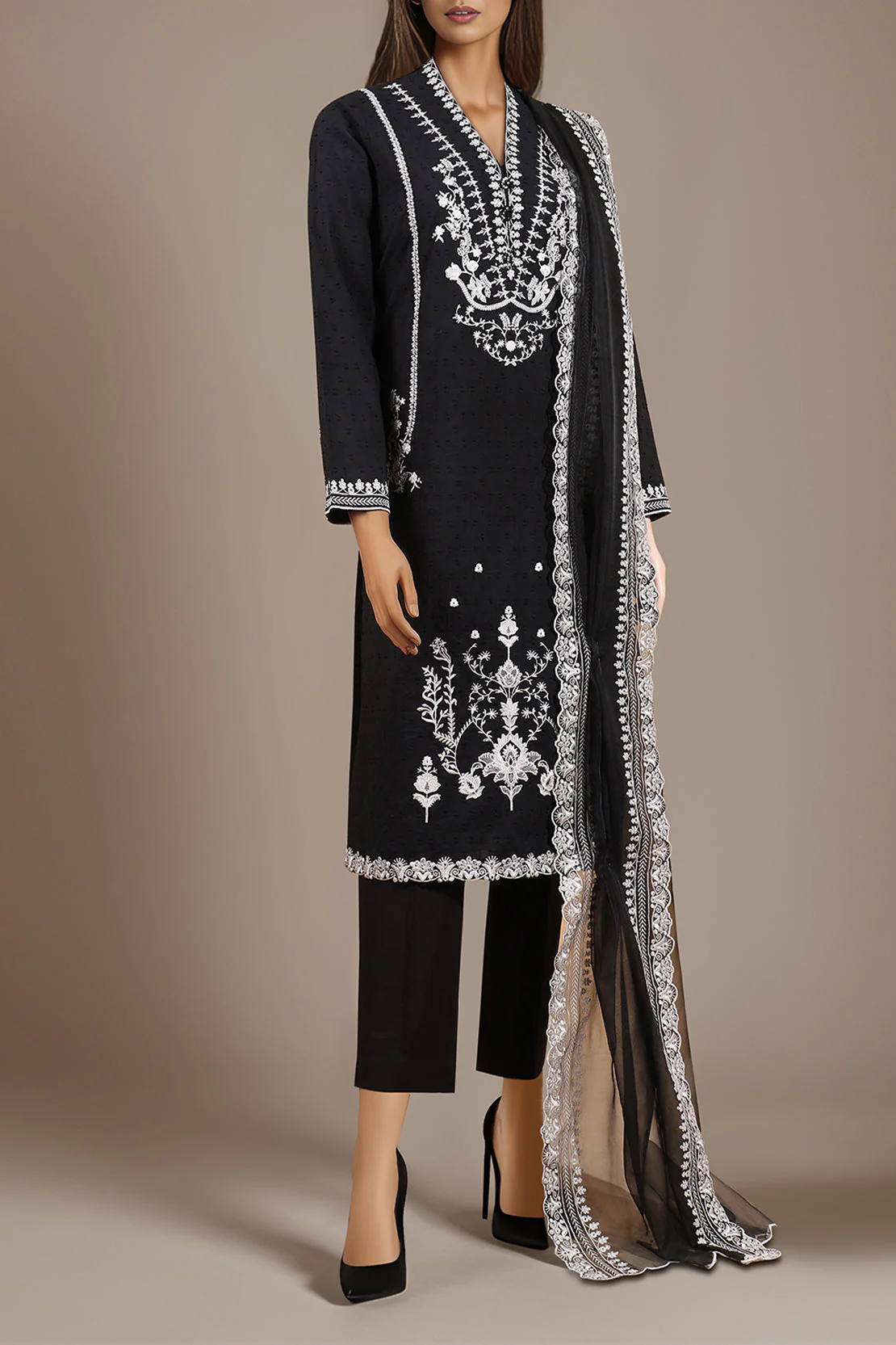 Unstitched Embroidered Self Jacquard 3 Piece - Image 2
