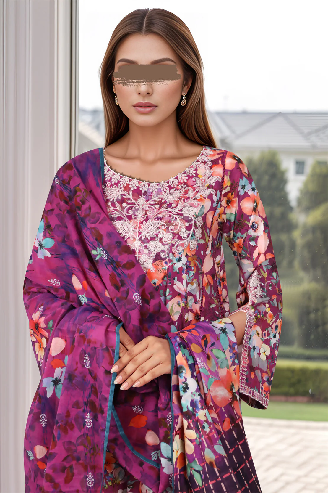 Unstitched Embroidered Self Jacquard 3 Piece - Image 3