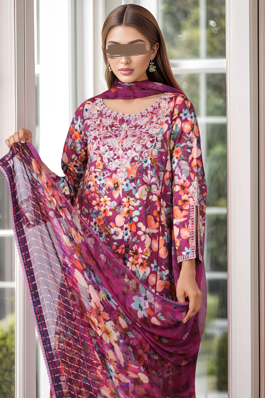 Unstitched Embroidered Self Jacquard 3 Piece - Image 3