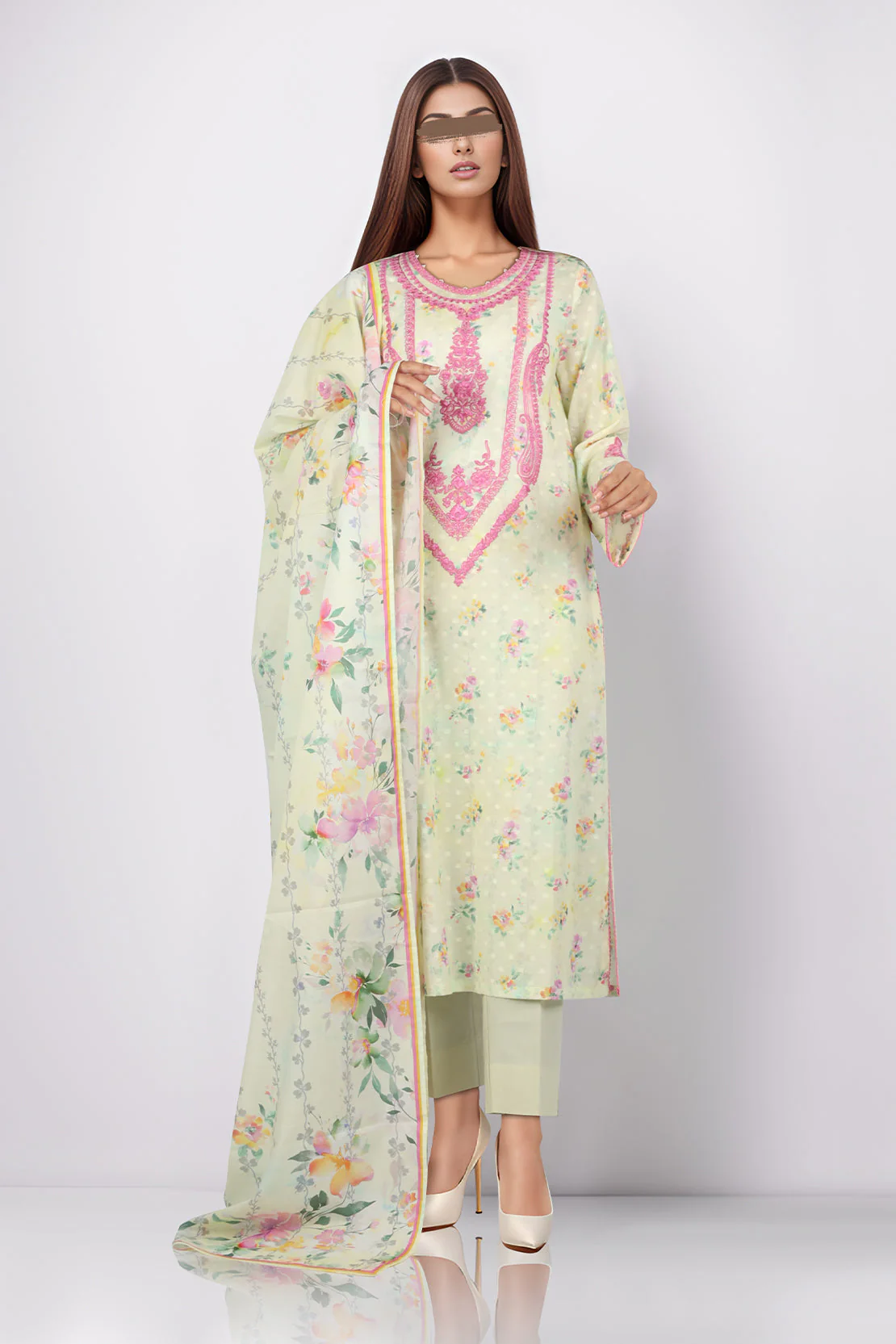 Unstitched Embroidered Self Jacquard 3 Piece