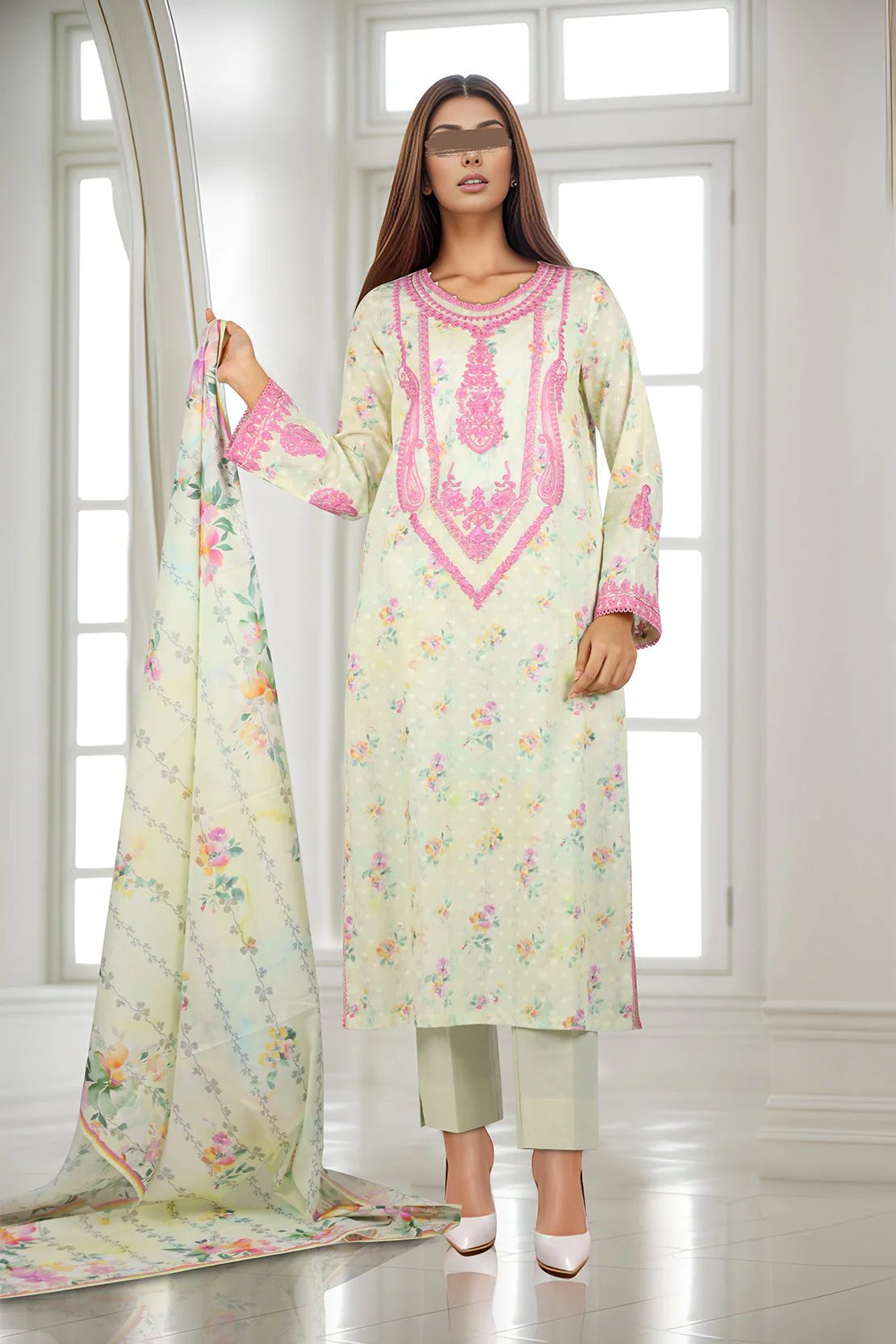 Unstitched Embroidered Self Jacquard 3 Piece - Image 2
