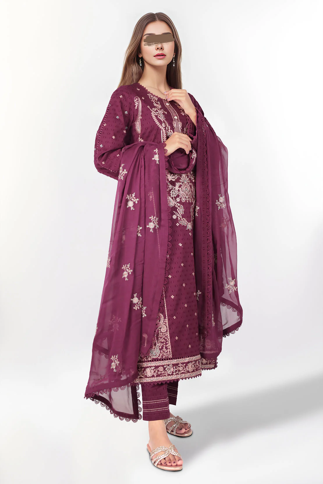 Unstitched Embroidered Self Jacquard 3 Piece - Image 2