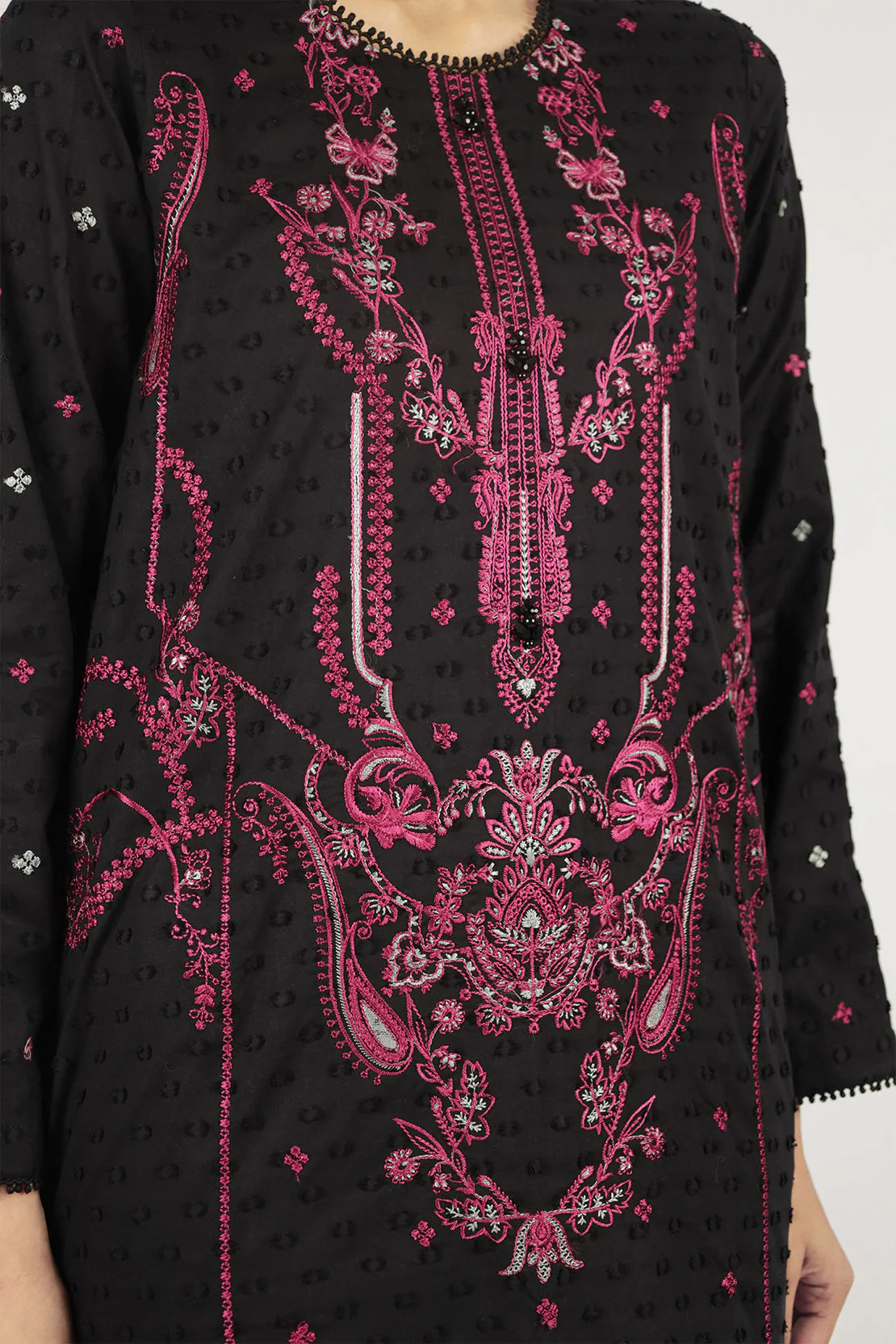 Unstitched Embroidered Self Jacquard 3 Piece With Chiffon Dupatta - Image 5