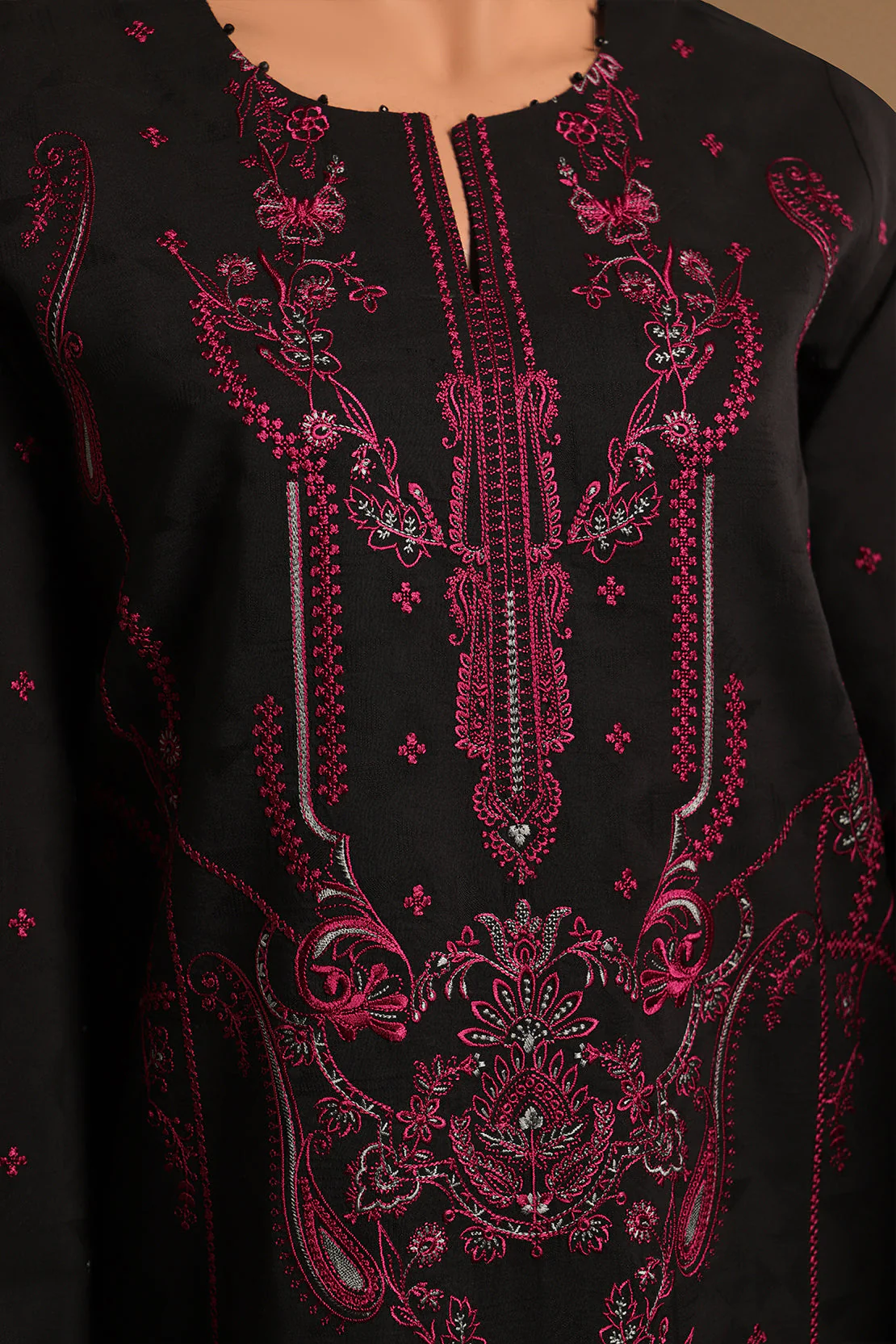 Unstitched Solid Embroidered Self Jacquard 2 Piece (Shirt/Trouser)