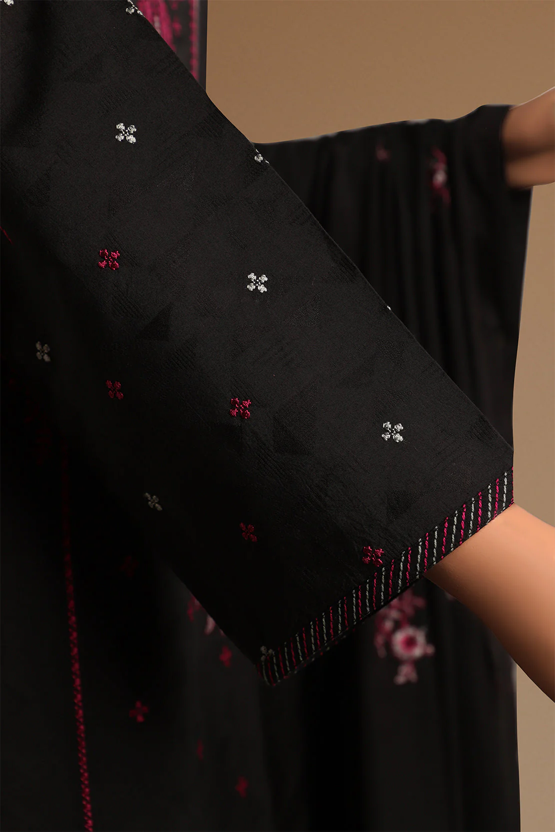Unstitched Solid Embroidered Self Jacquard 2 Piece (Shirt/Trouser) - Image 3
