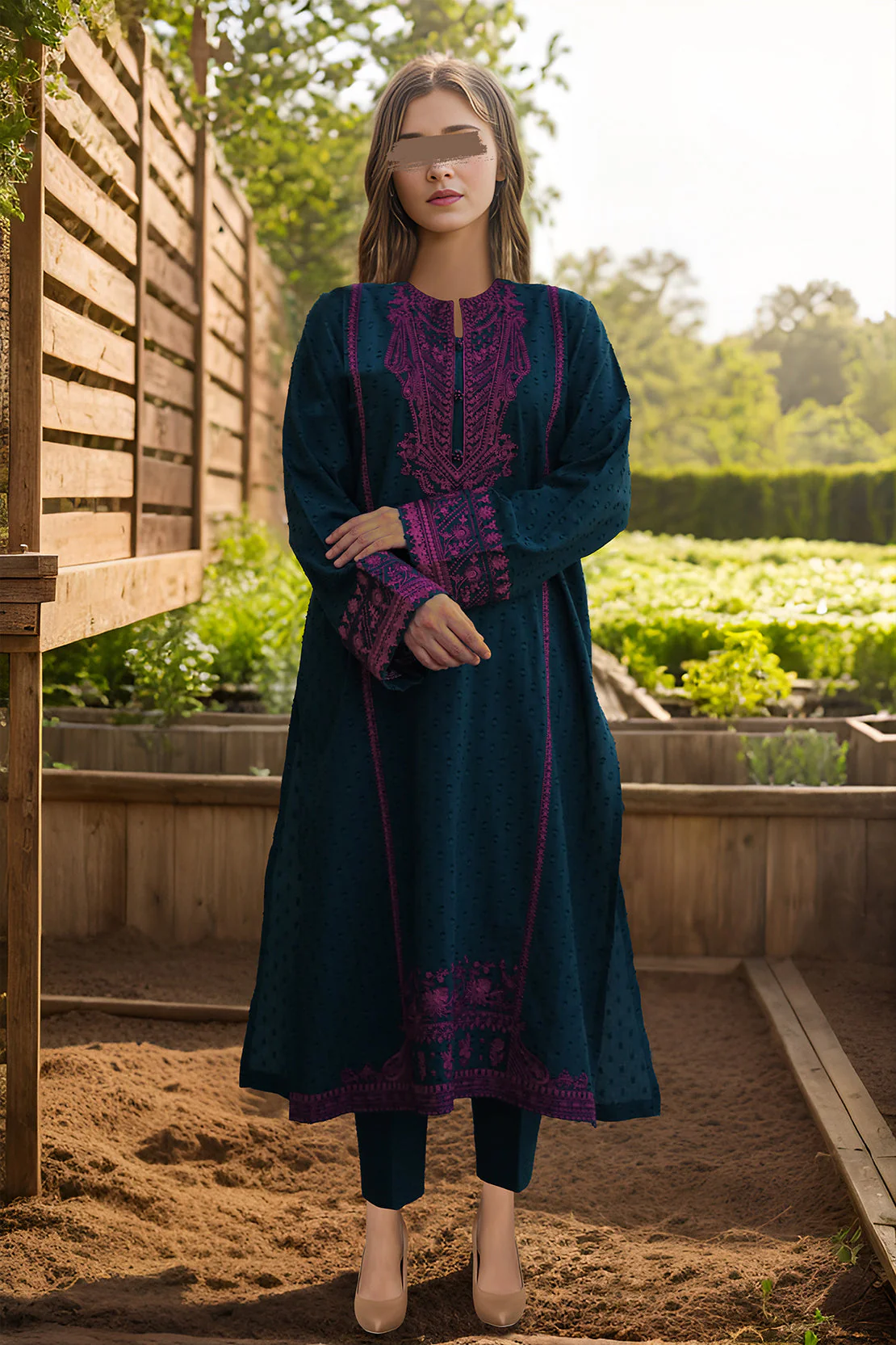 Unstitched Embroidered Self Jacquard 3 Piece