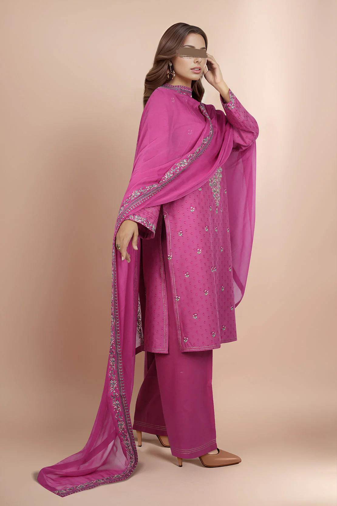 Unstitched Embroidered Self Jacquard 3 Piece - Image 4