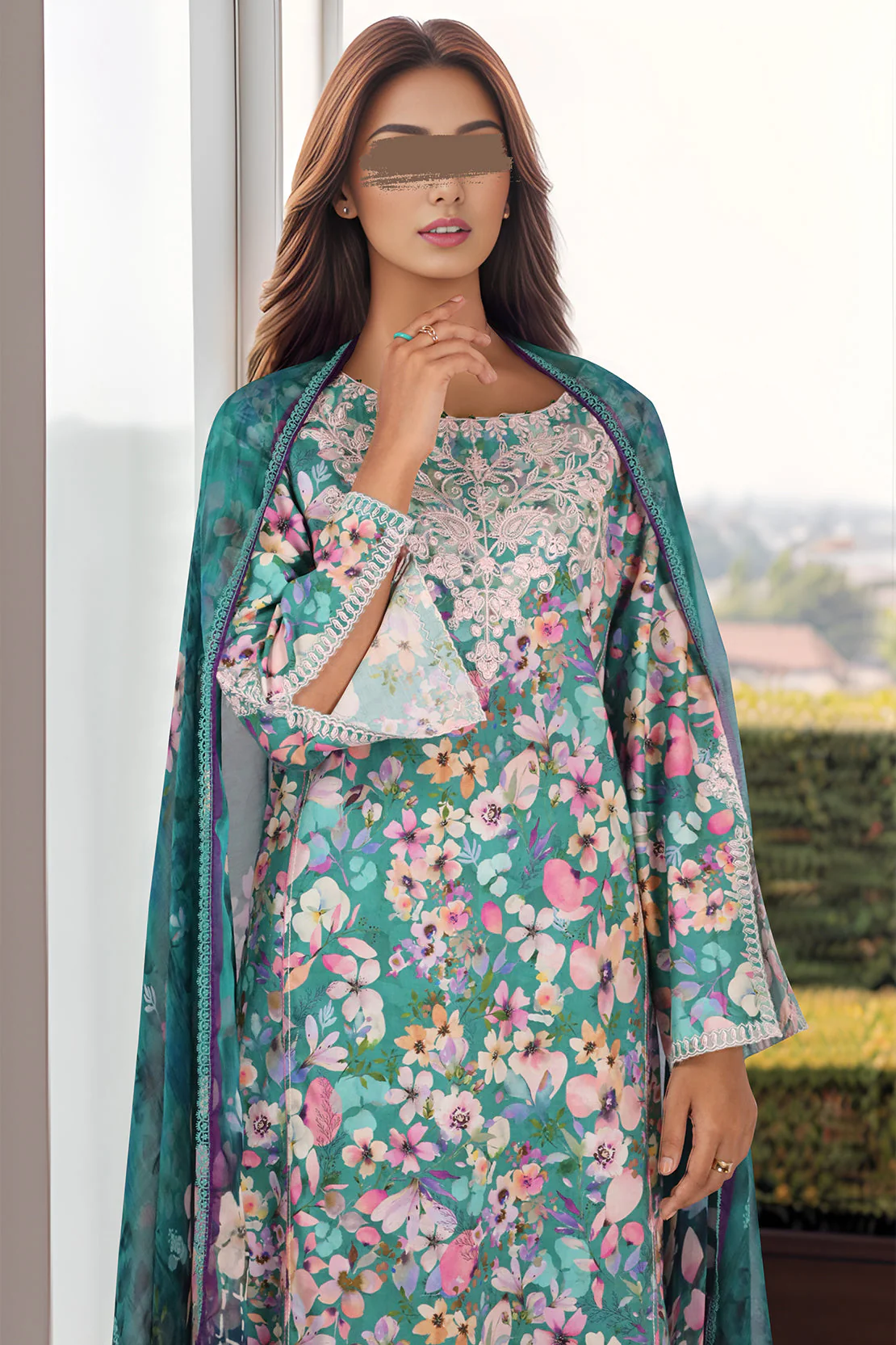 Unstitched Embroidered Self Jacquard 3 Piece - Image 2
