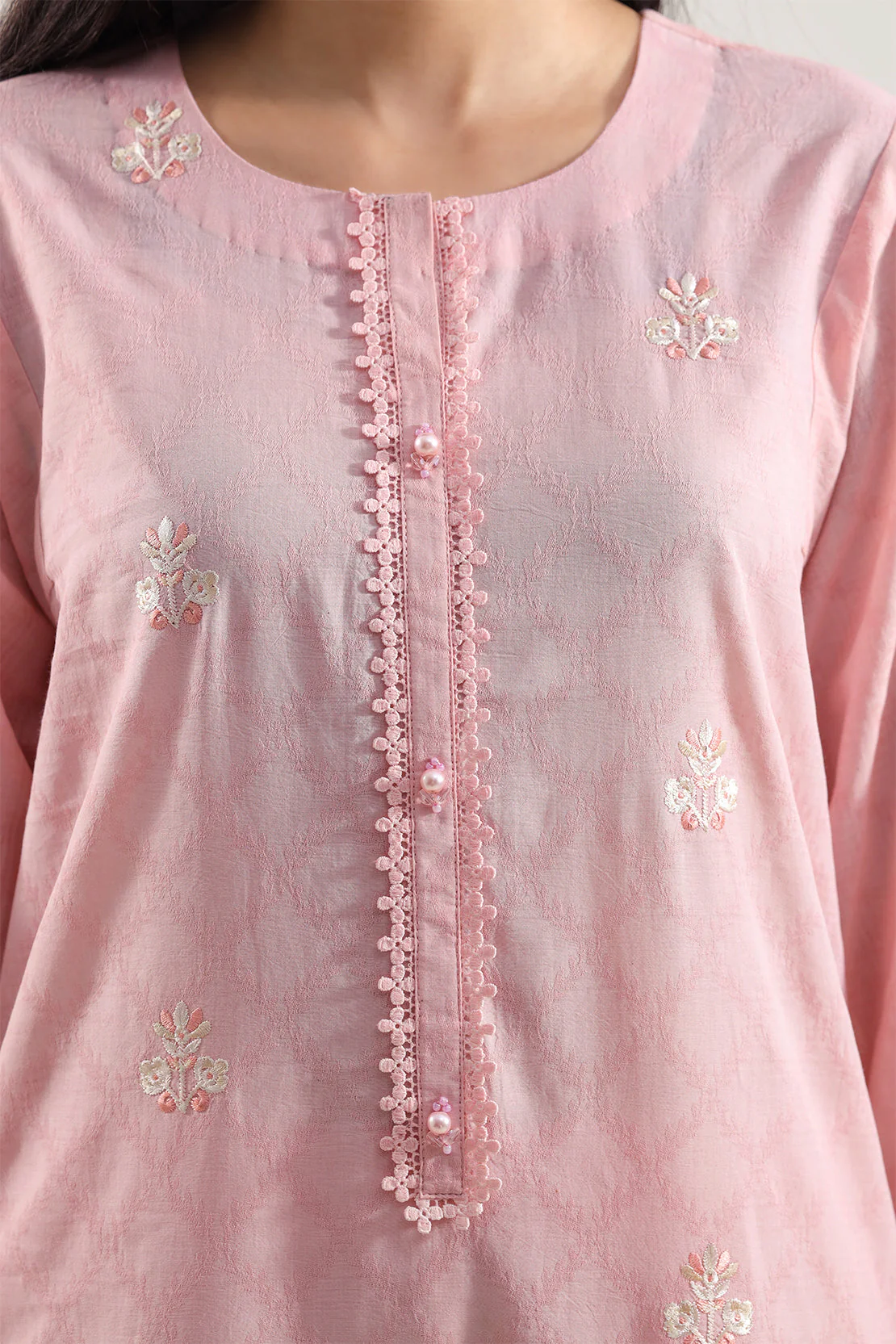 Unstitched Embroidered Self Jacquard 3 Piece With chiffon Dupatta - Image 3