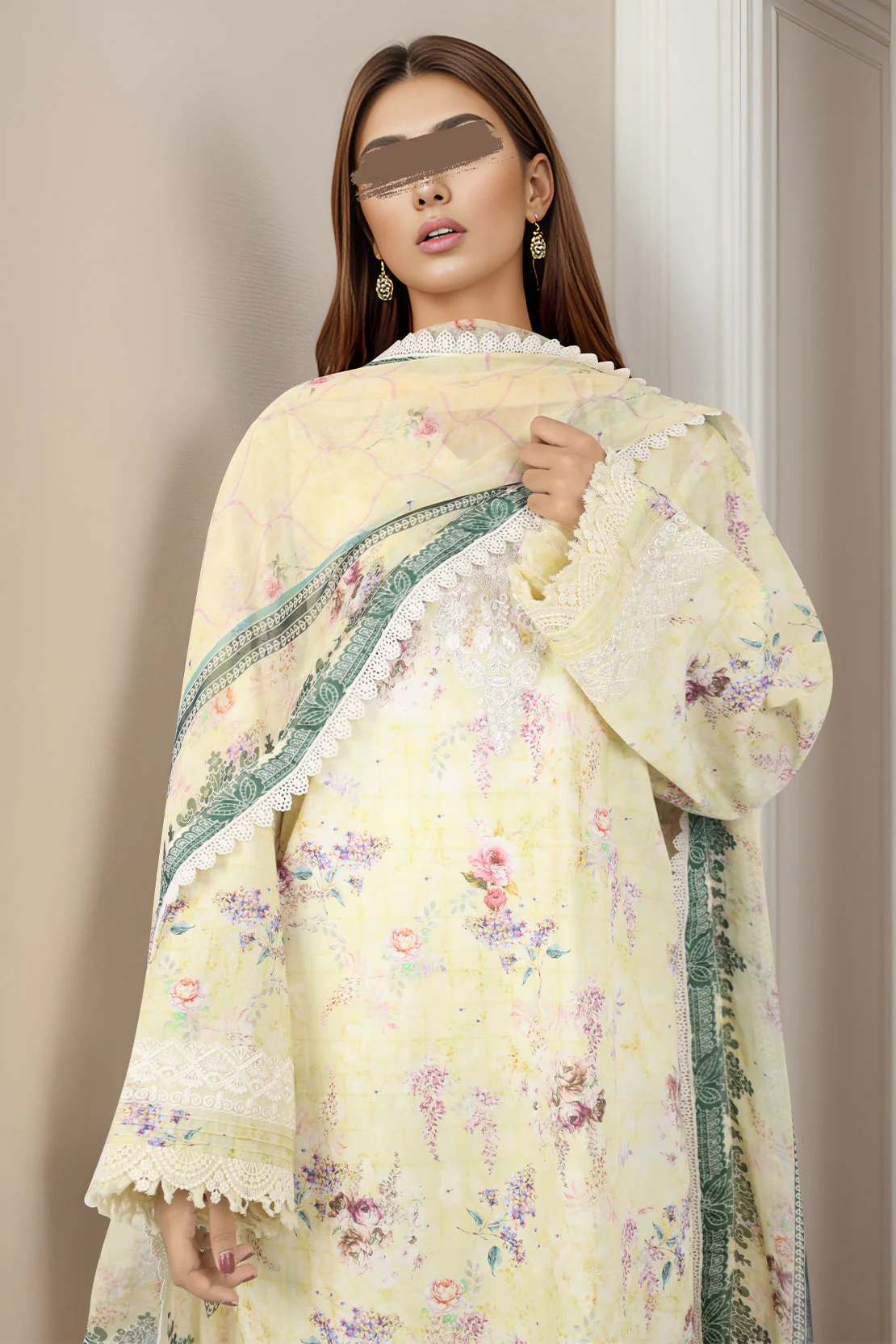 Unstitched Embroidered Self Jacquard Shirt - Image 2