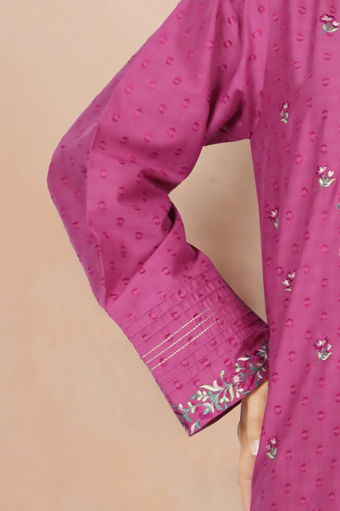 Unstitched Embroidered Self Jacquard Shirt - Image 4