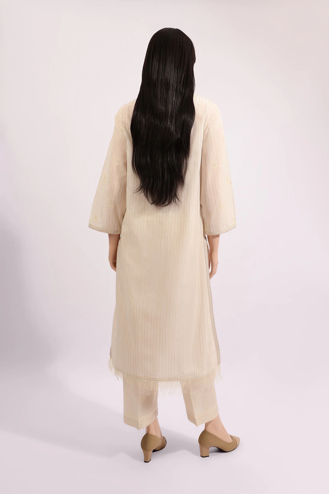 Unstitched Embroidered Zari Stripe Line 2 Piece (Shirt/Trouser) - Image 2