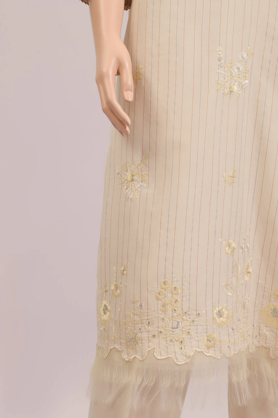 Unstitched Embroidered Zari Stripe Line 2 Piece (Shirt/Trouser) - Image 5