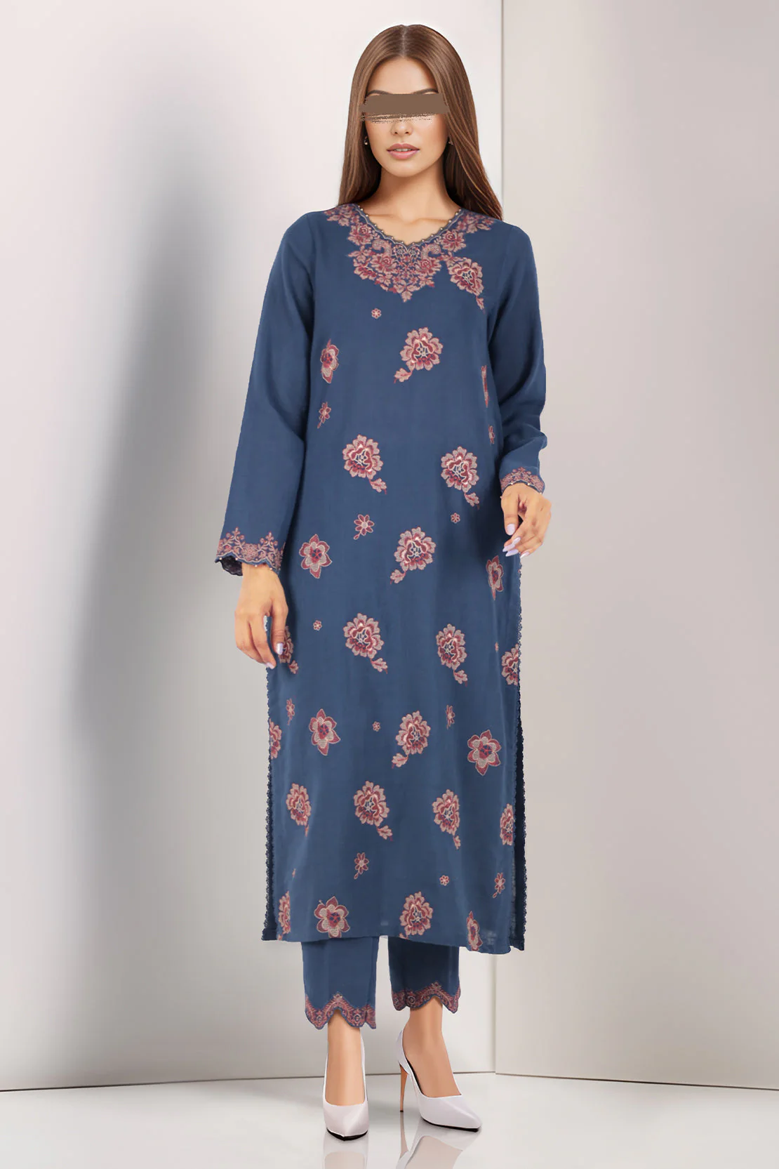Unstitched Embroidered khaddar 2 piece Shirt Trouser - Image 2