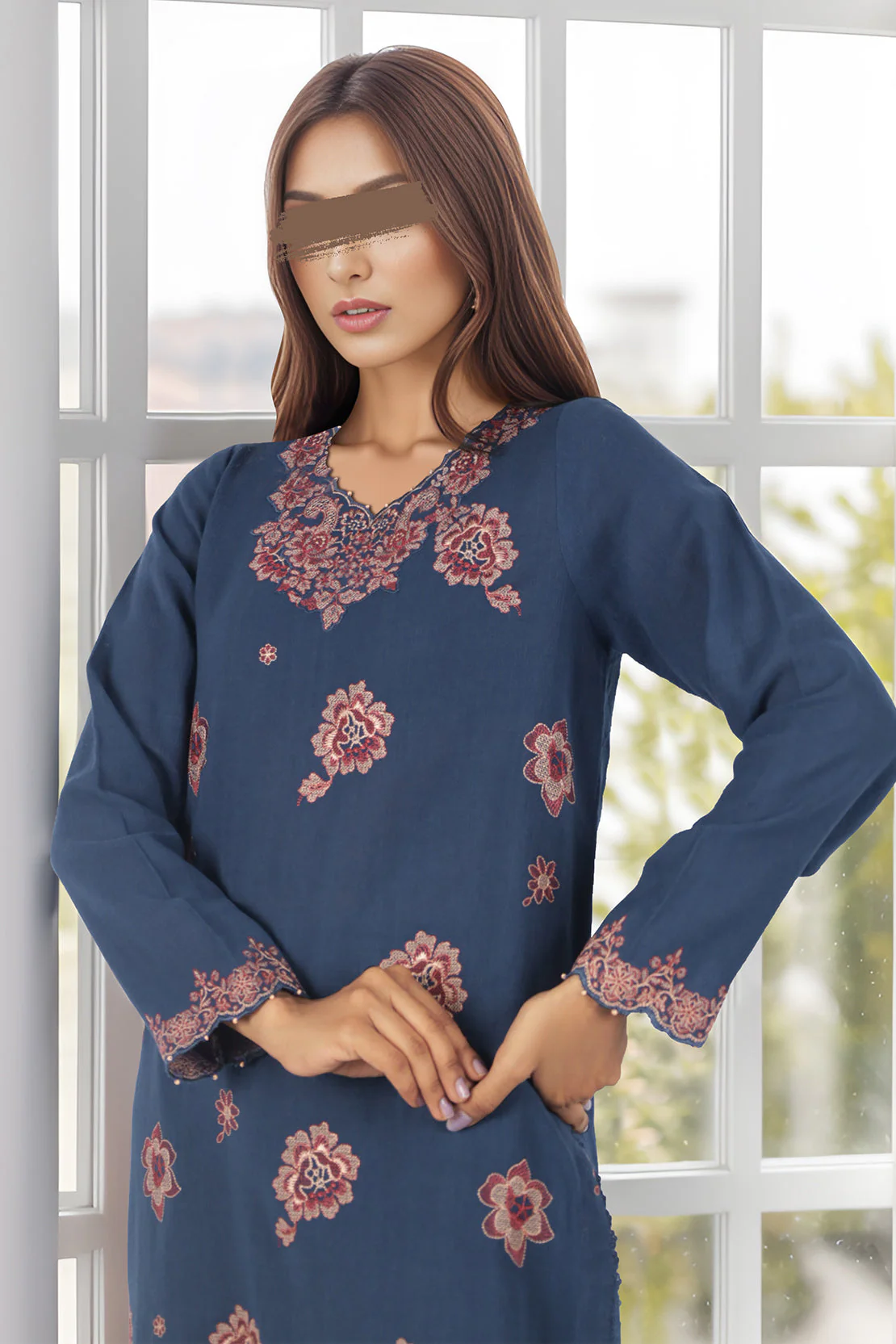 Unstitched Embroidered khaddar 2 piece Shirt Trouser - Image 3