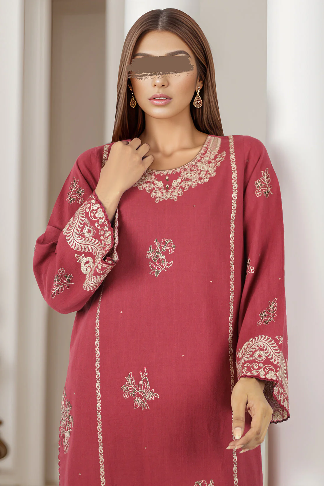 Unstitched embroideredfd khaddar 2 piece Shirt Trouser - Image 2