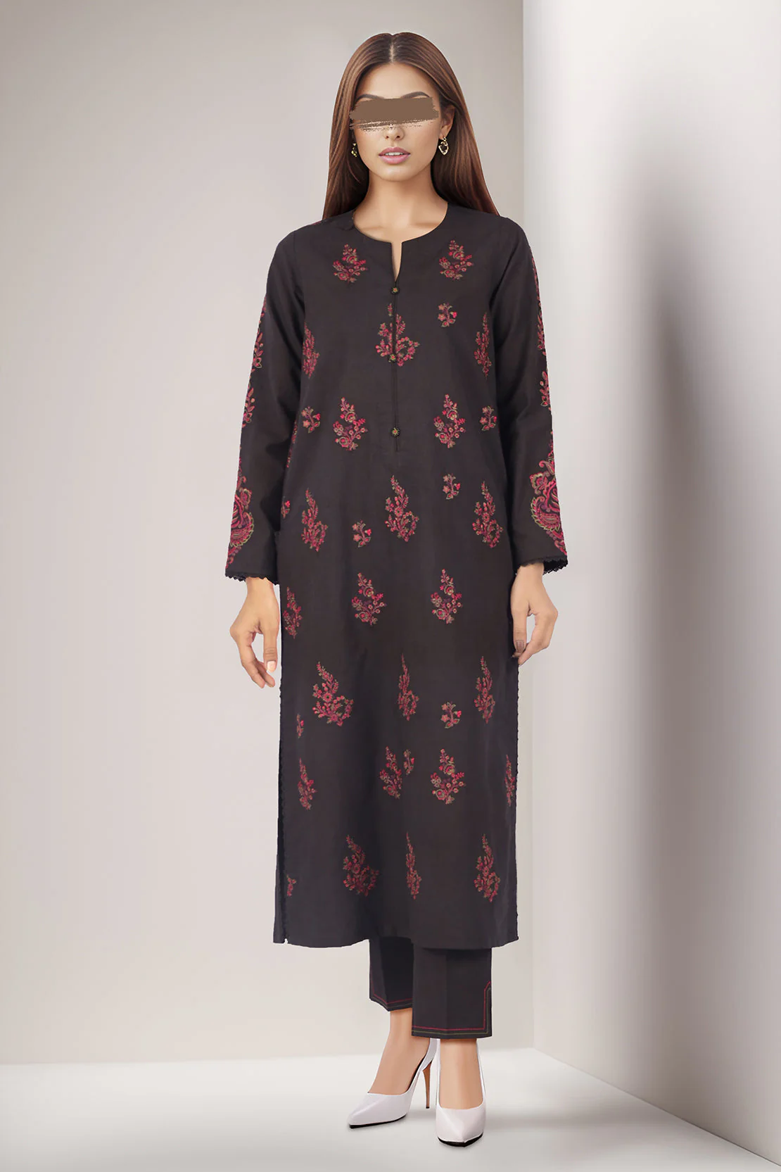 Unstitched embroidered khaddar 2 piece Shirt Trouser