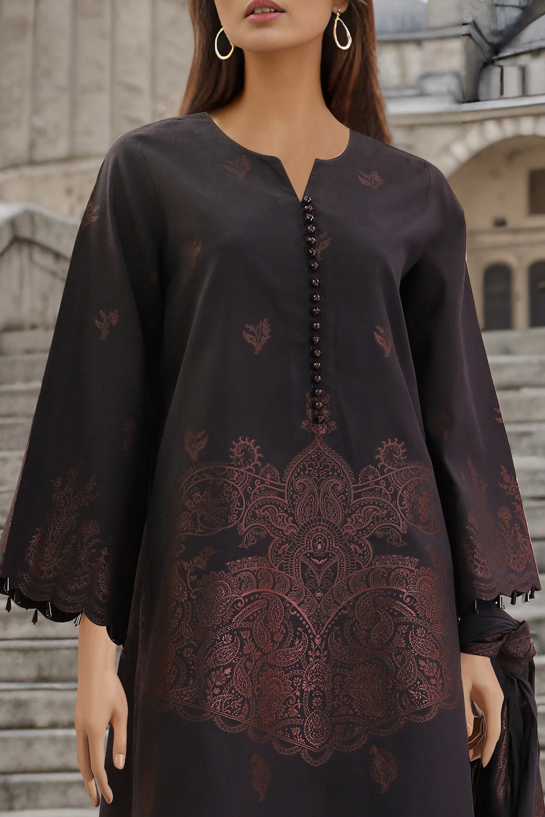 Unstitched Jacquard Cotton 2 Piece (Shirt/Dupatta)
