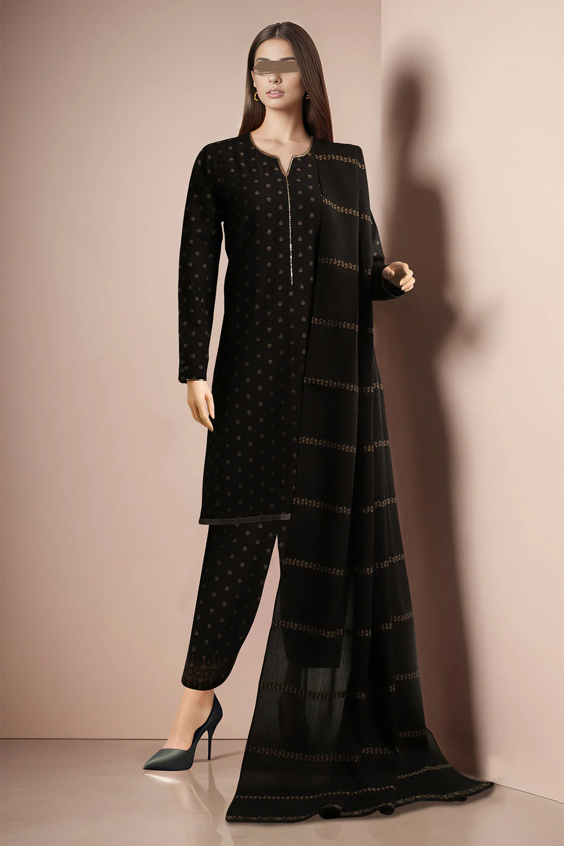Unstitched Jacquard Cotton 2 Piece (Shirt/Dupatta)
