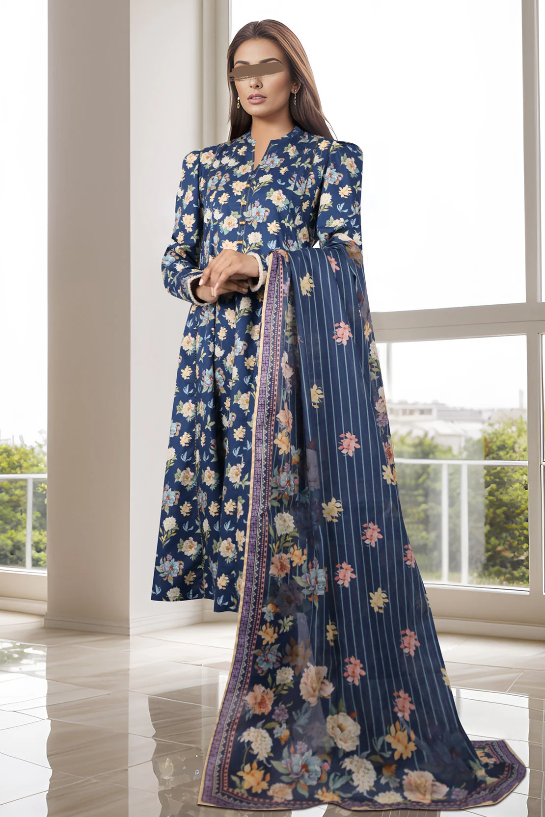 Unstitched Self Jacquard 2 Piece (Shirt/Dupatta) - Image 3