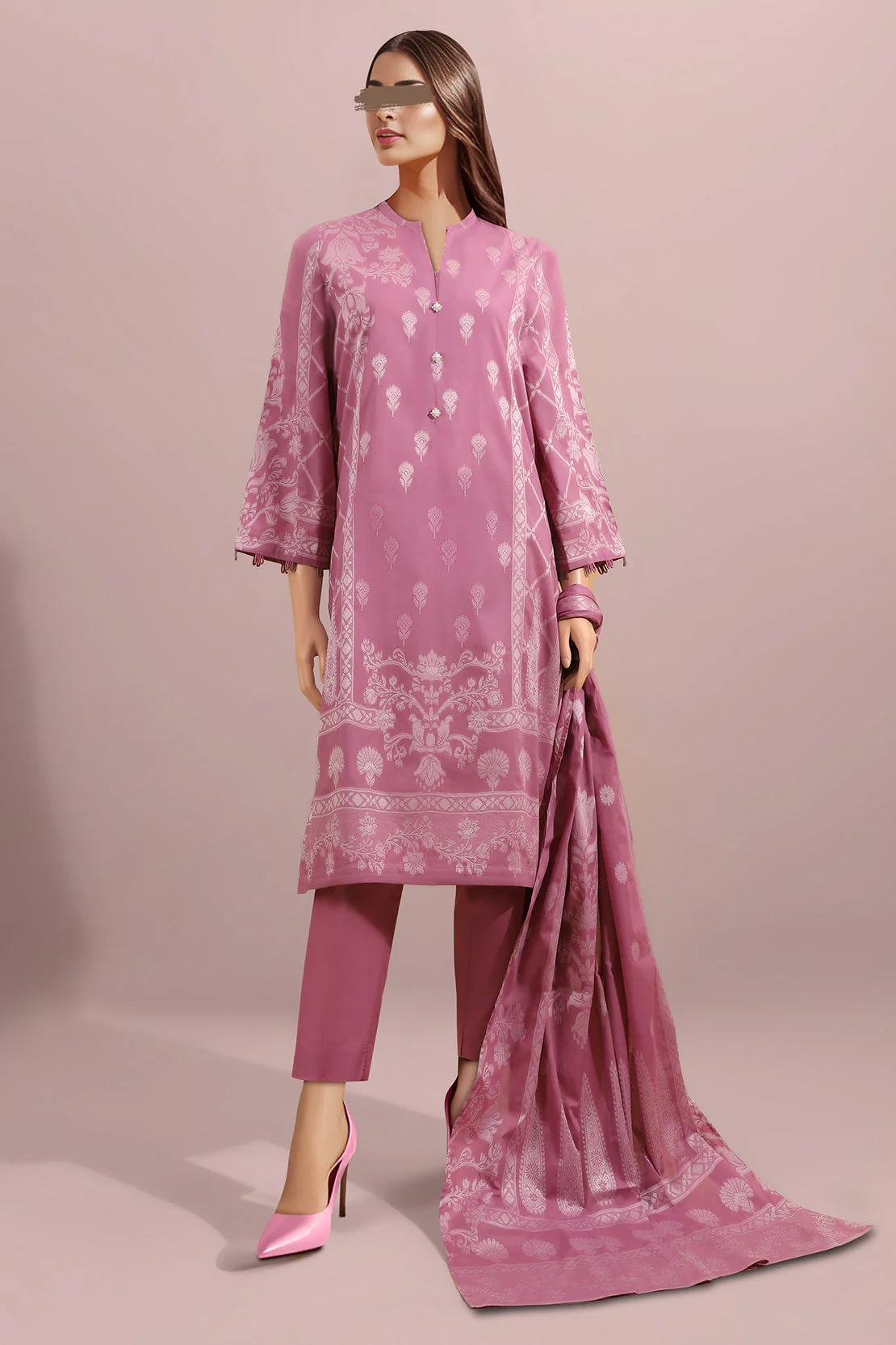 Unstitched Jacquard Cotton 2 Piece (Shirt/Dupatta)