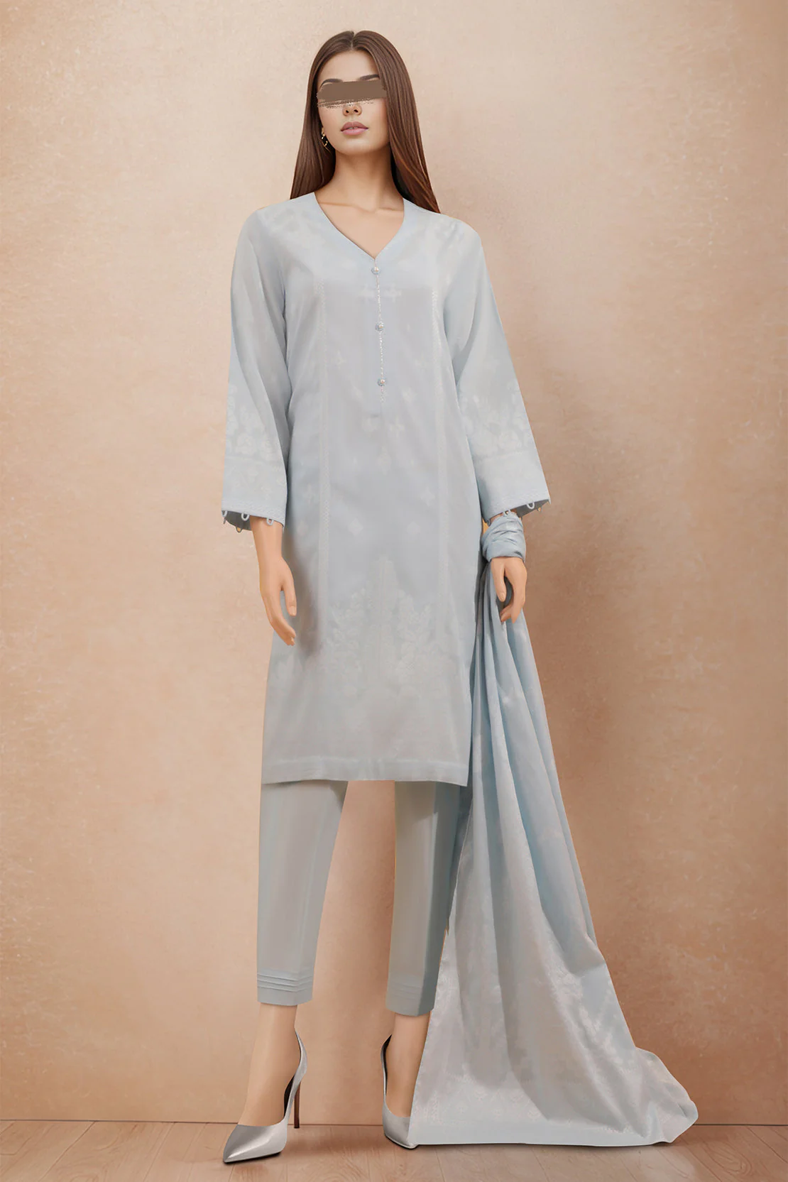 Unstitched Jacquard Cotton 2 Piece (Shirt/Dupatta) - Image 2