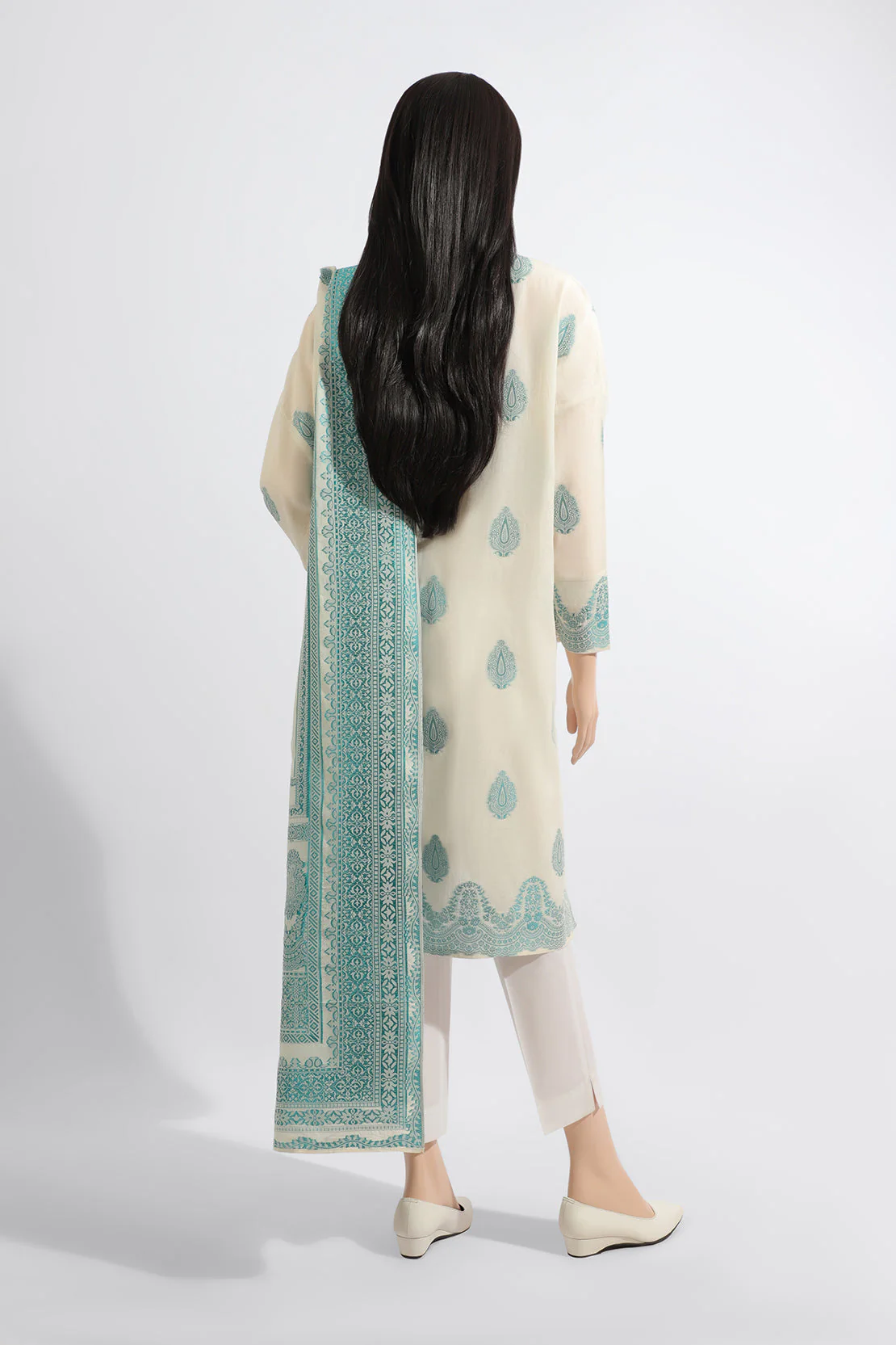 Unstitched Jacquard Cotton 2 Piece (Shirt/Dupatta) - Image 2