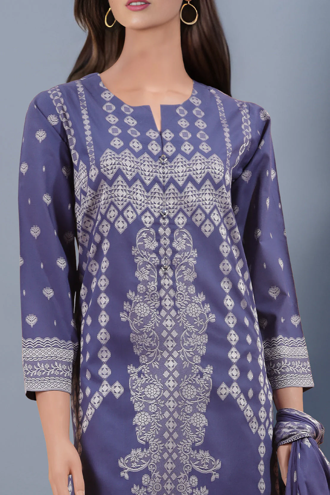 Unstitched Jacquard Cotton 2 Piece (Shirt/Dupatta)