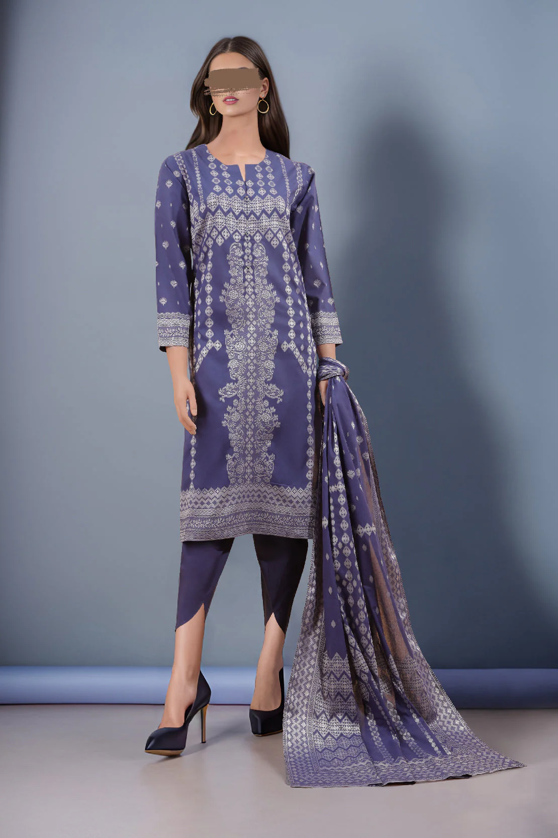 Unstitched Jacquard Cotton 2 Piece (Shirt/Dupatta) - Image 2