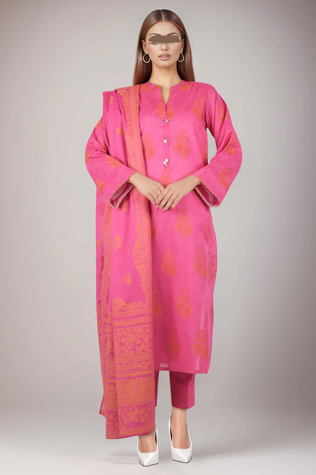 Unstitched Jacquard Cotton 2 Piece (Shirt/Dupatta)