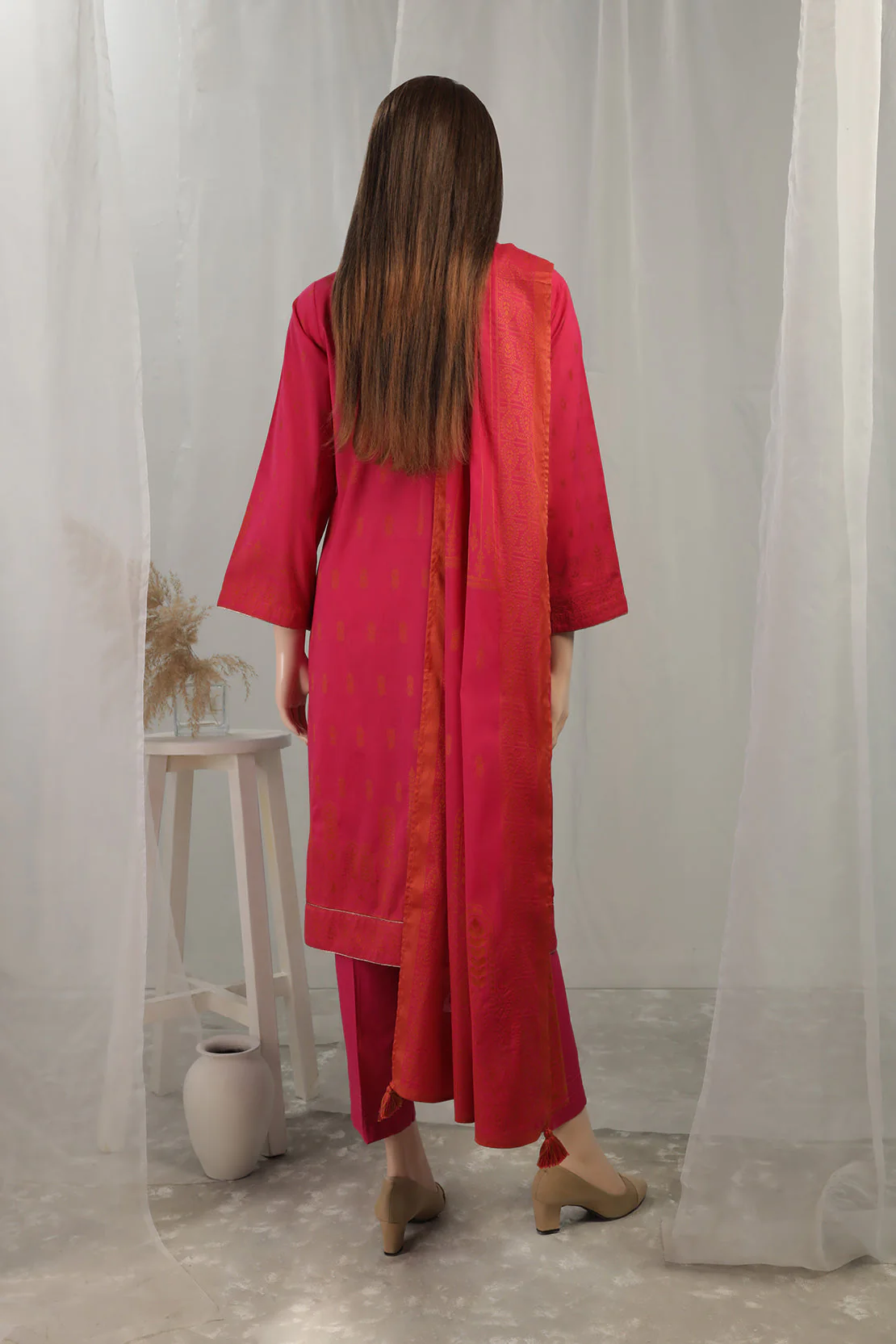 Unstitched Jacquard Cotton 2 Piece (Shirt/Dupatta) - Image 2