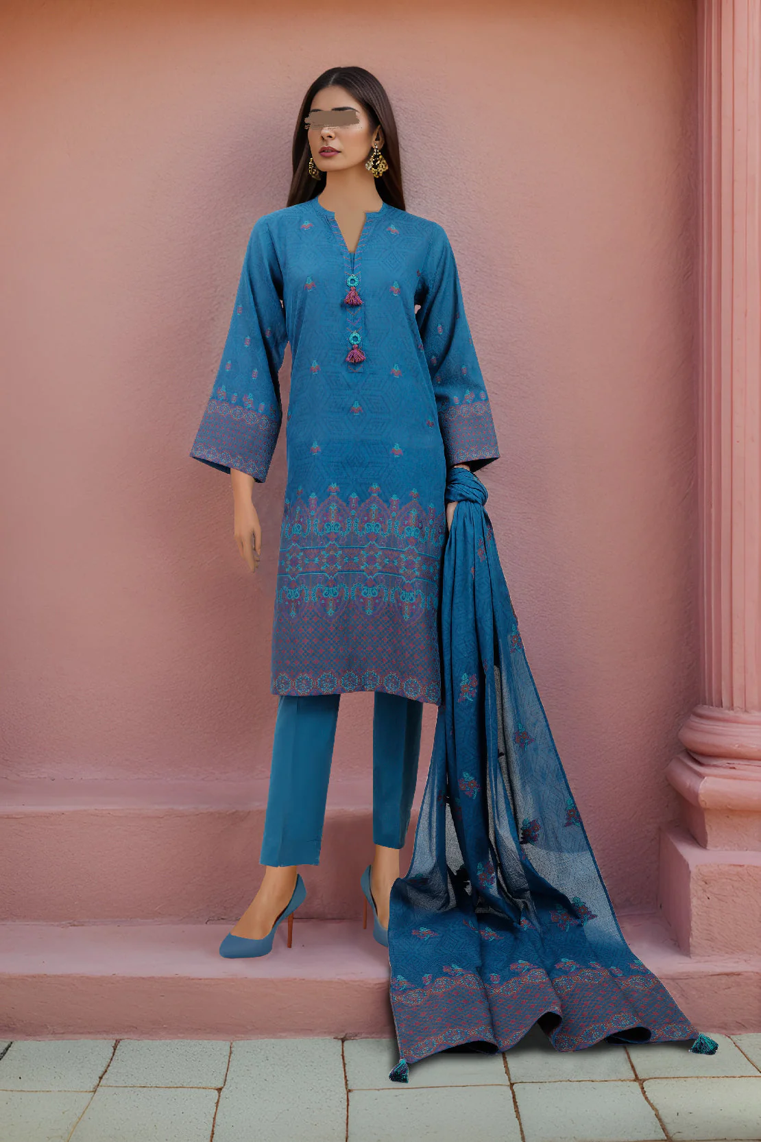 Unstitched Jacquard Cotton 2 Piece (Shirt/Dupatta)