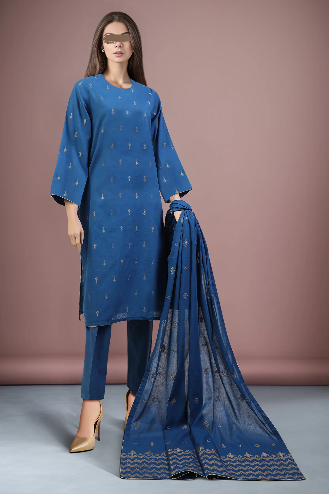 Unstitched Jacquard Cotton 2 Piece (Shirt/Dupatta) - Image 2