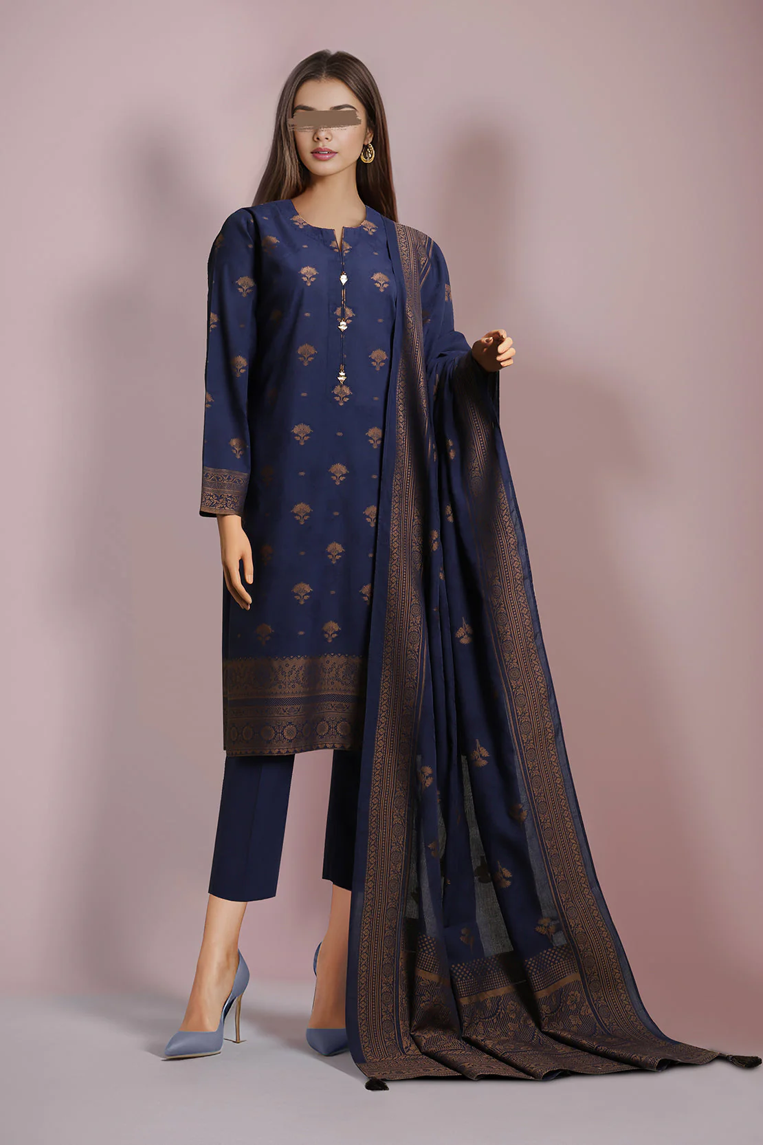 Unstitched Jacquard Cotton 2 Piece (Shirt/Dupatta)