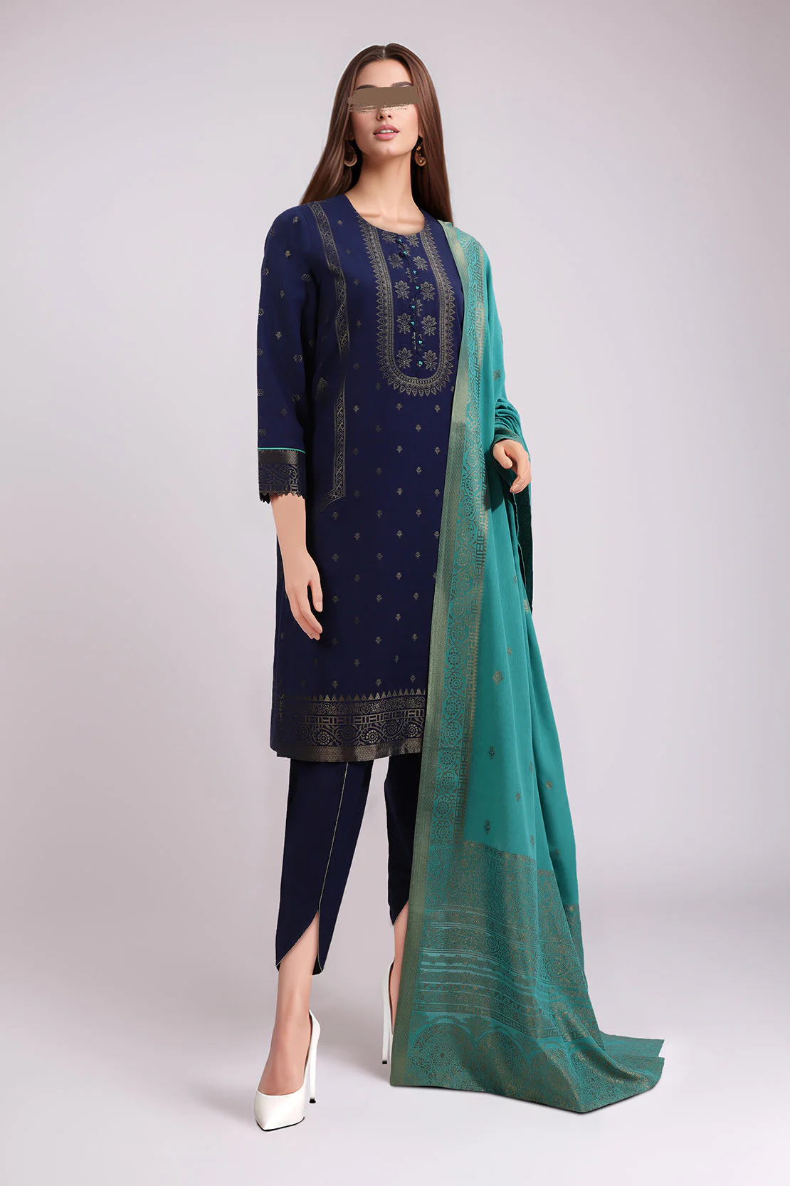 Unstitched Jacquard Cotton 2 Piece (Shirt/Dupatta)
