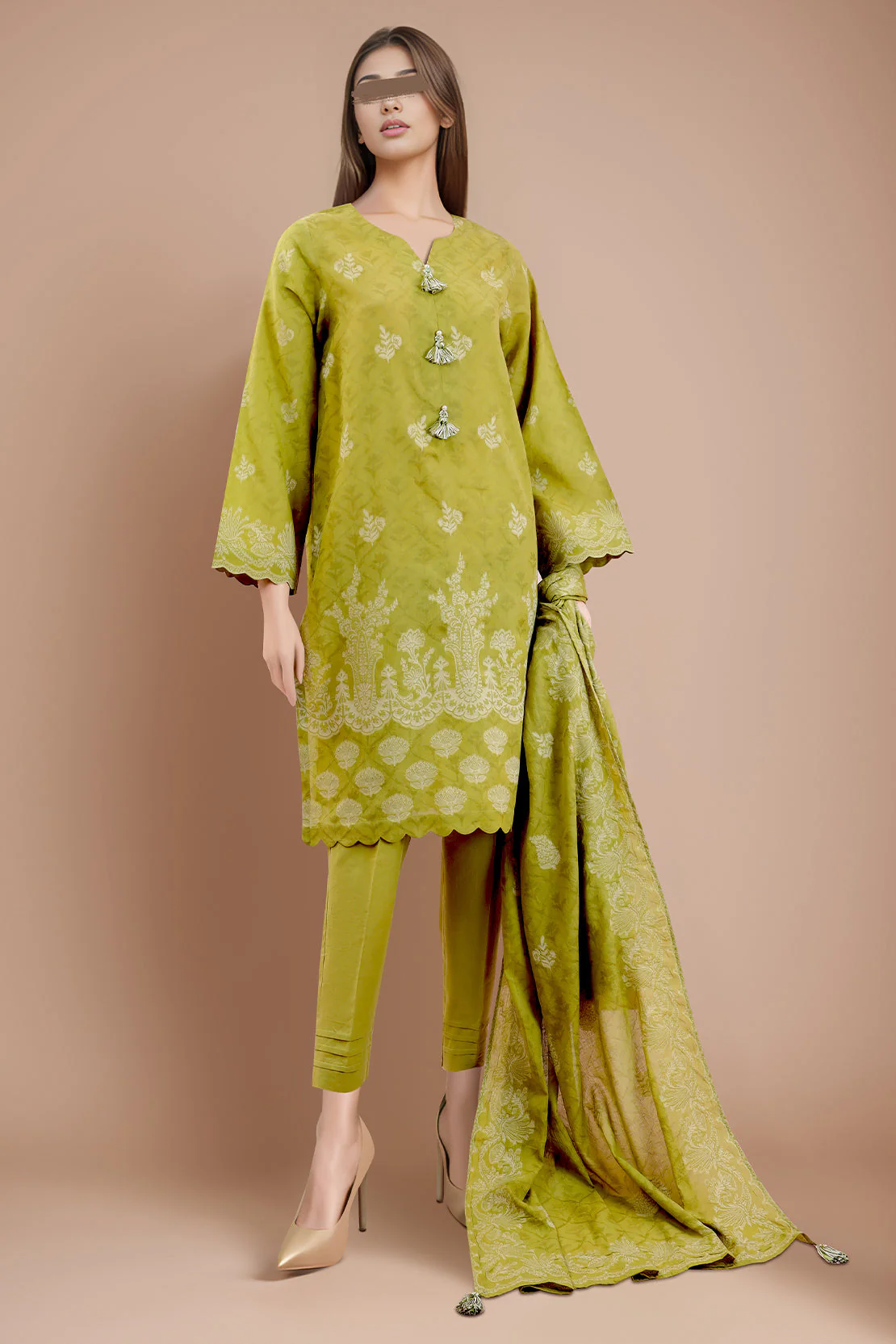 Unstitched Jacquard Cotton 2 Piece (Shirt/Dupatta)