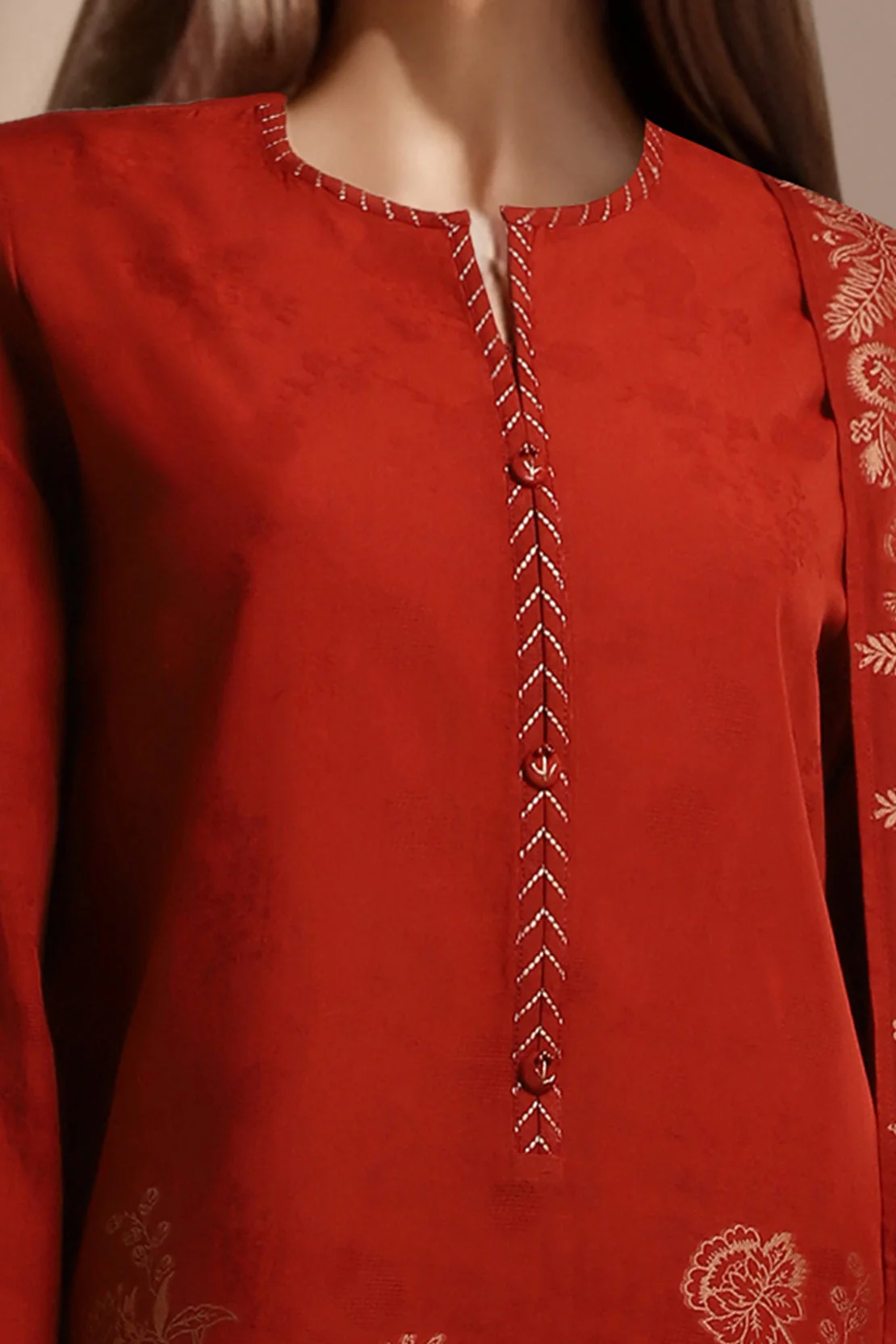 Unstitched Jacquard Cotton 2 Piece (Shirt/Dupatta) - Image 3