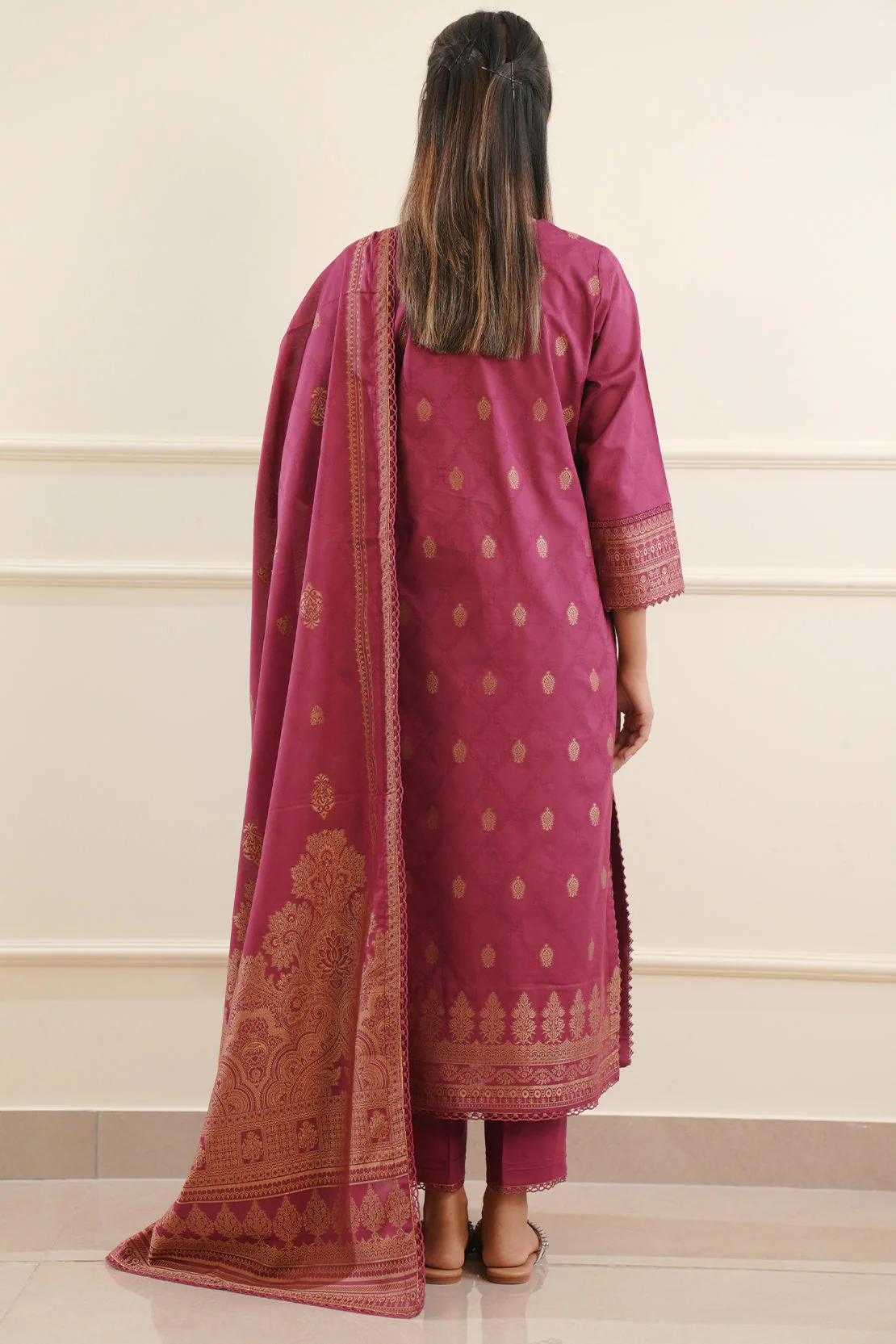 Unstitched Jacquard Cotton 2 Piece (Shirt/Dupatta) - Image 5