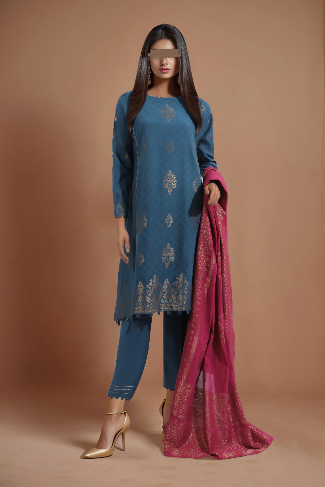 Unstitched Jacquard Cotton 2 Piece (Shirt/Dupatta)