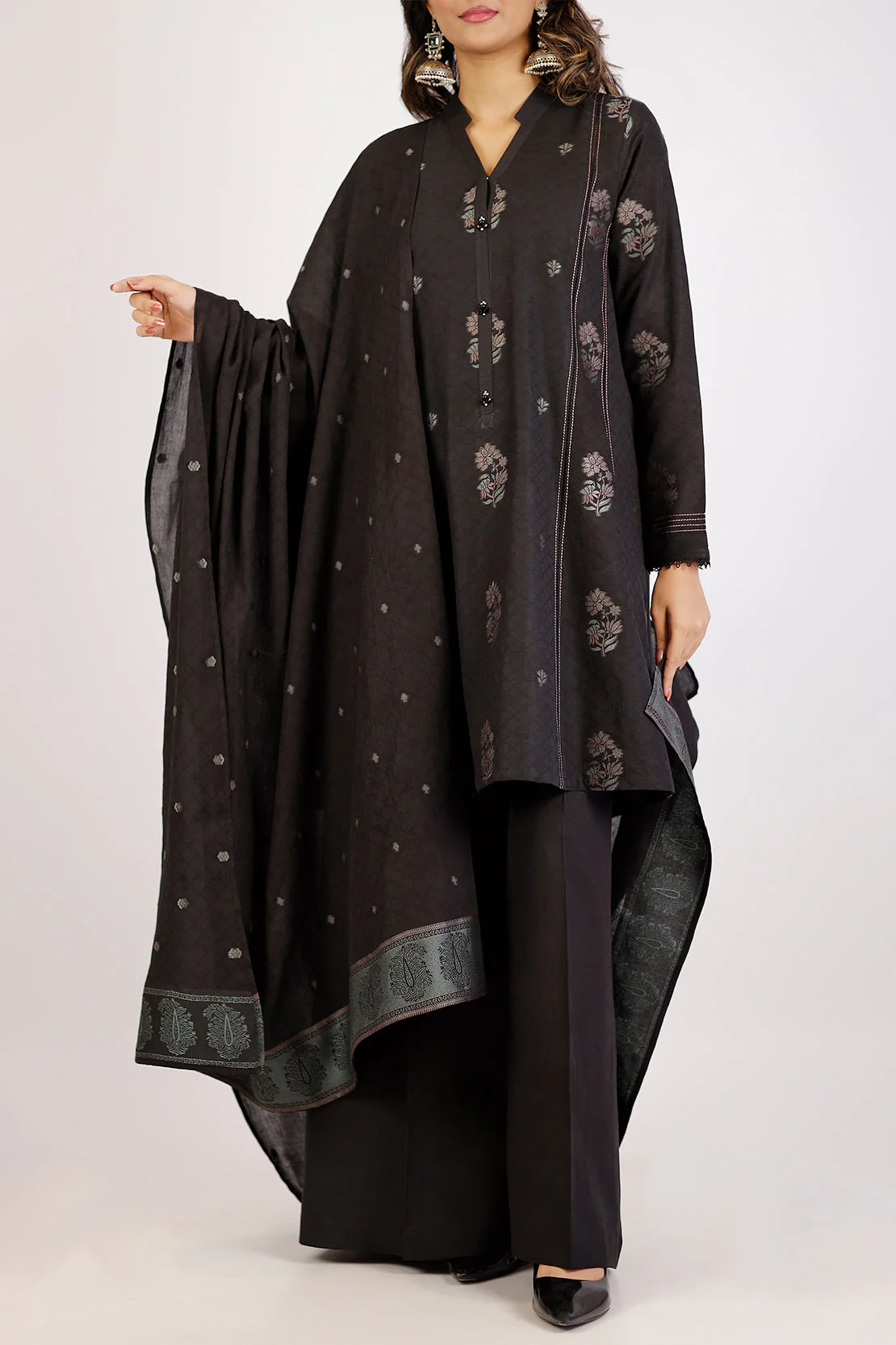 Unstitched Jacquard Cotton 2 Piece (Shirt/Dupatta)